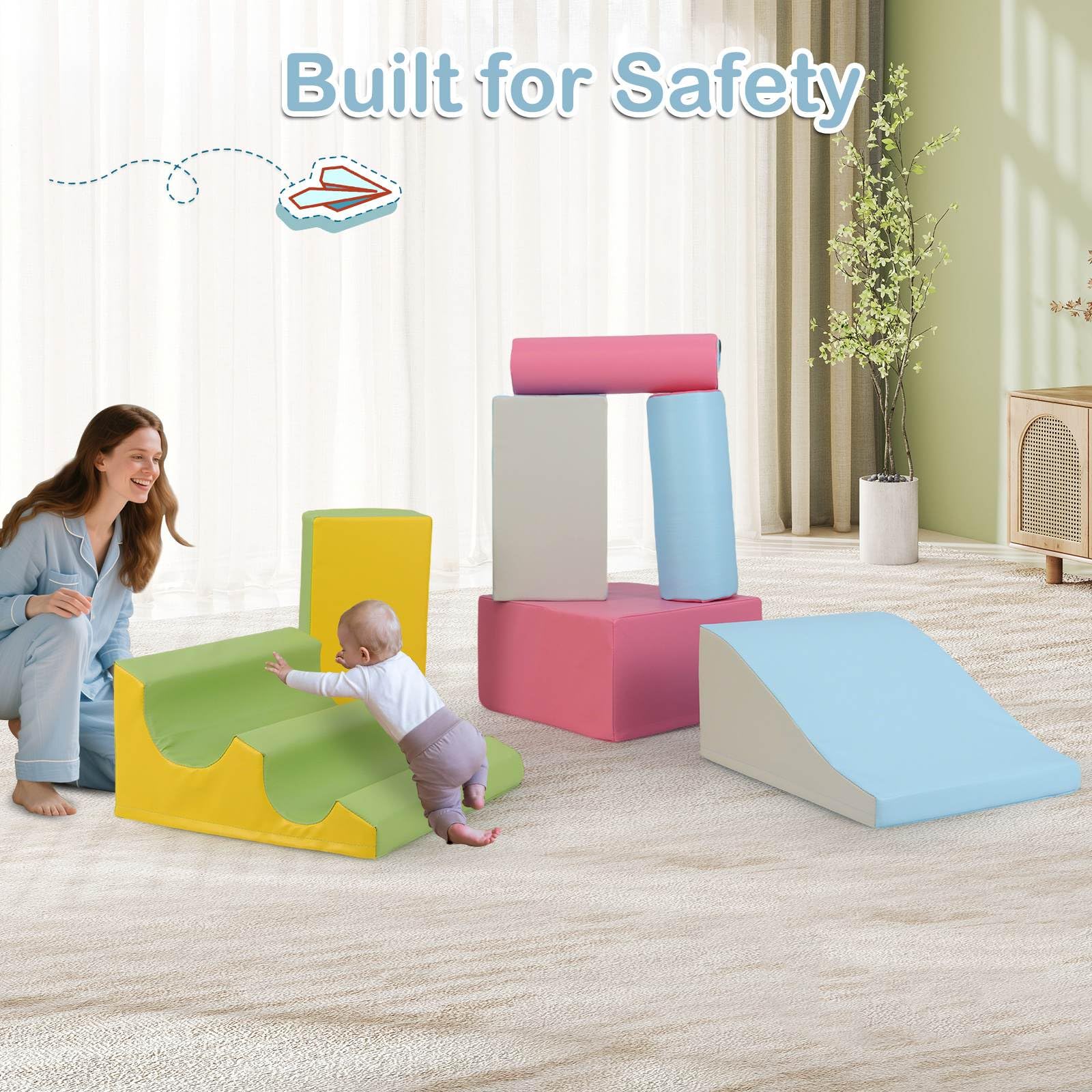 7 Pieces Foam Building Blocks Set for Kids Creative Learning Toy Set