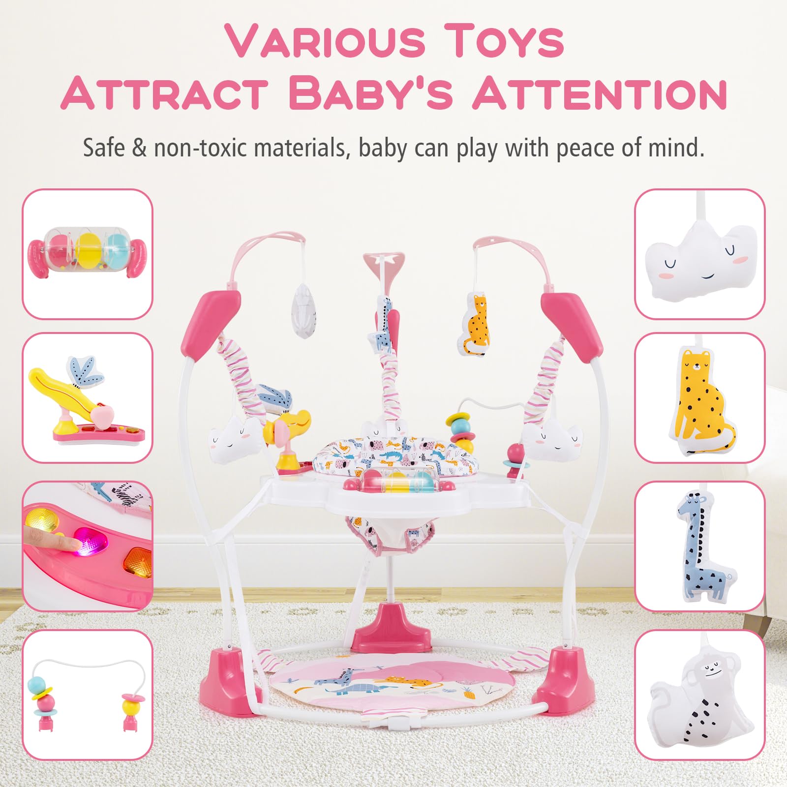 INFANS Baby Activity Center 3 in 1 Play Center Jumpers with Music