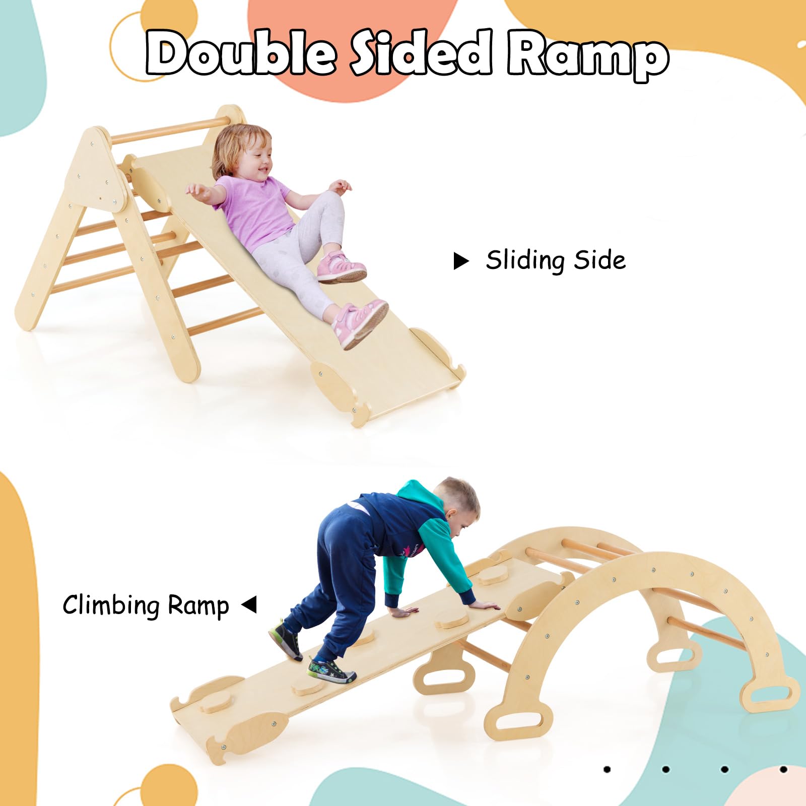 Olakids Pikler Triangle Set 7 in 1 Climbing Toys for Toddlers