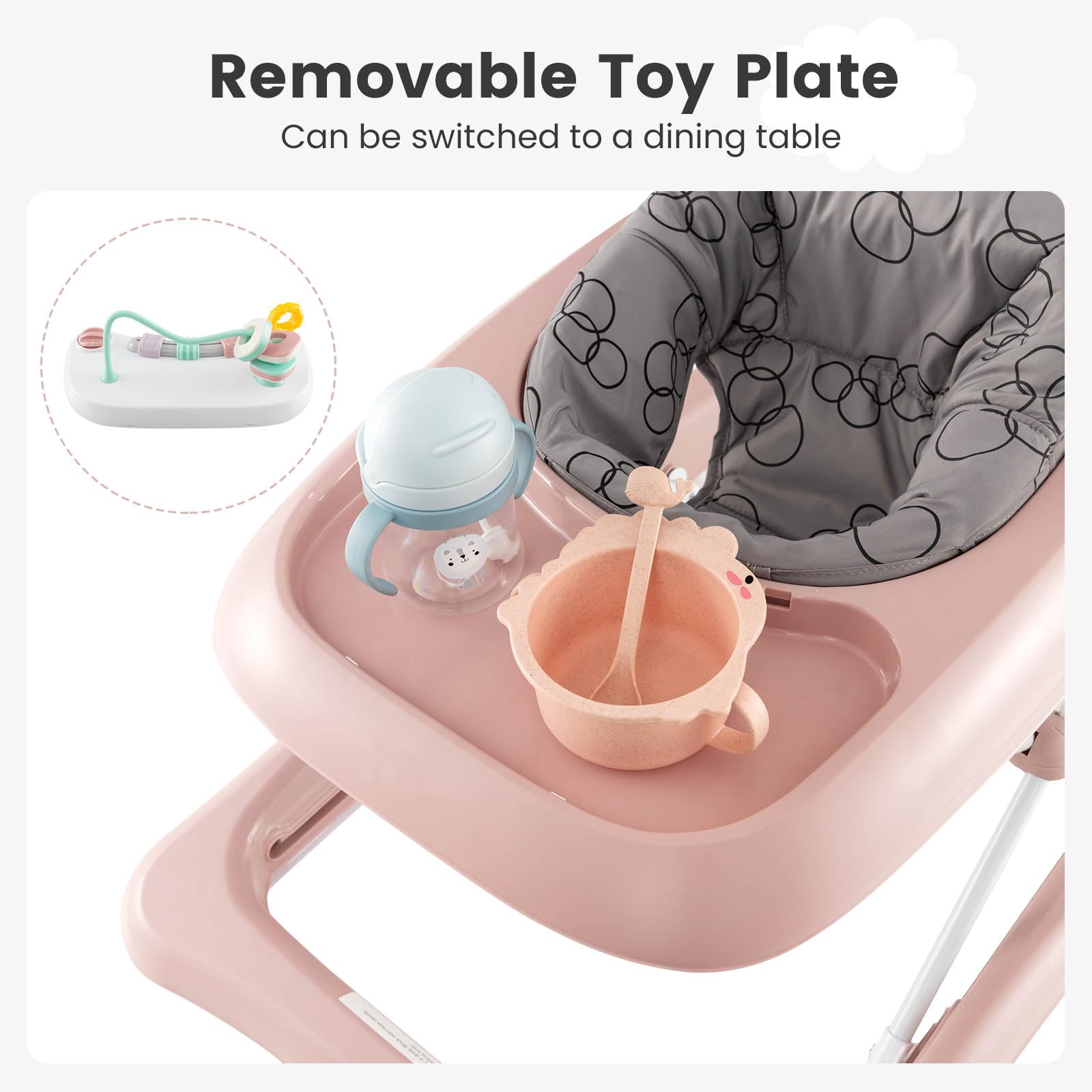 Foldable Baby Walker with Adjustable Height for Boys and Girls