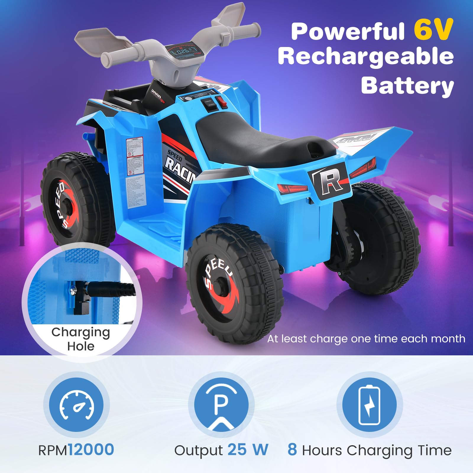 Kids Ride On Car, 6V Battery Powered Motorized Toy Car with Direction Control