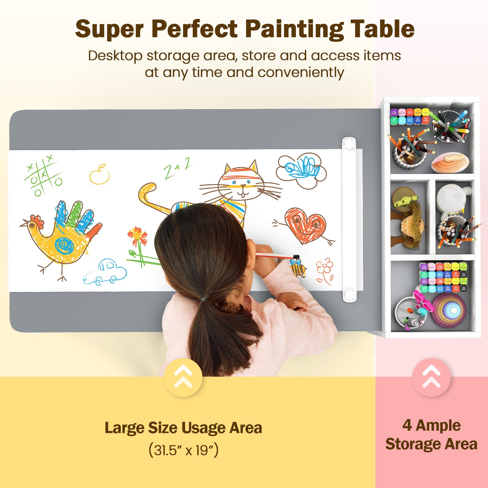 INFANS Kids Table and Chair Set Toddler Art Craft Play Wood Activity Desk with 2 Chairs