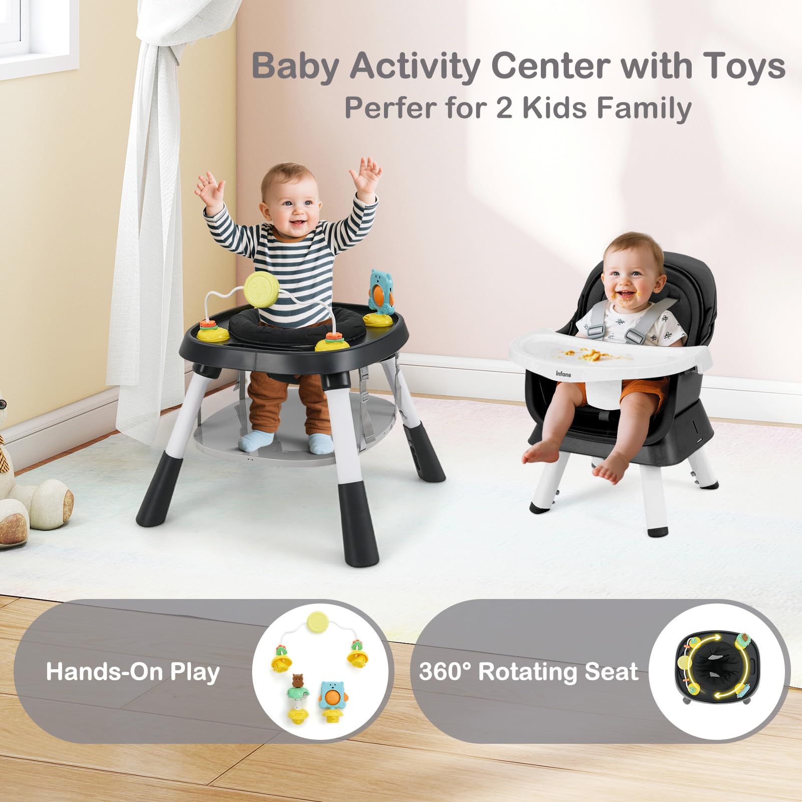 INFANS 9 in 1 High Chair Convertible Baby Highchair for Babies and Toddlers