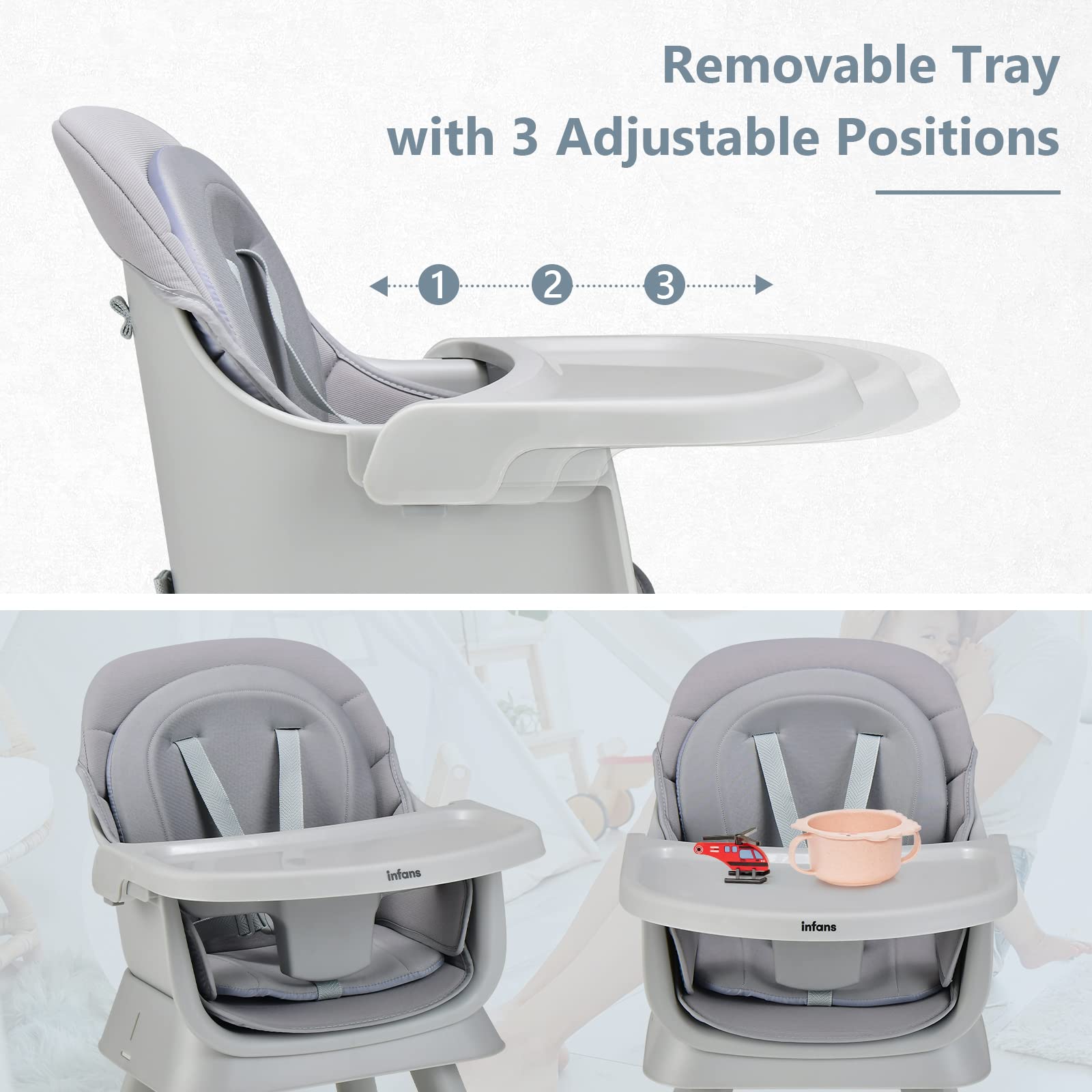INFANS 8 in 1 Baby High Chair Convertible Highchair for Babies and Toddlers,