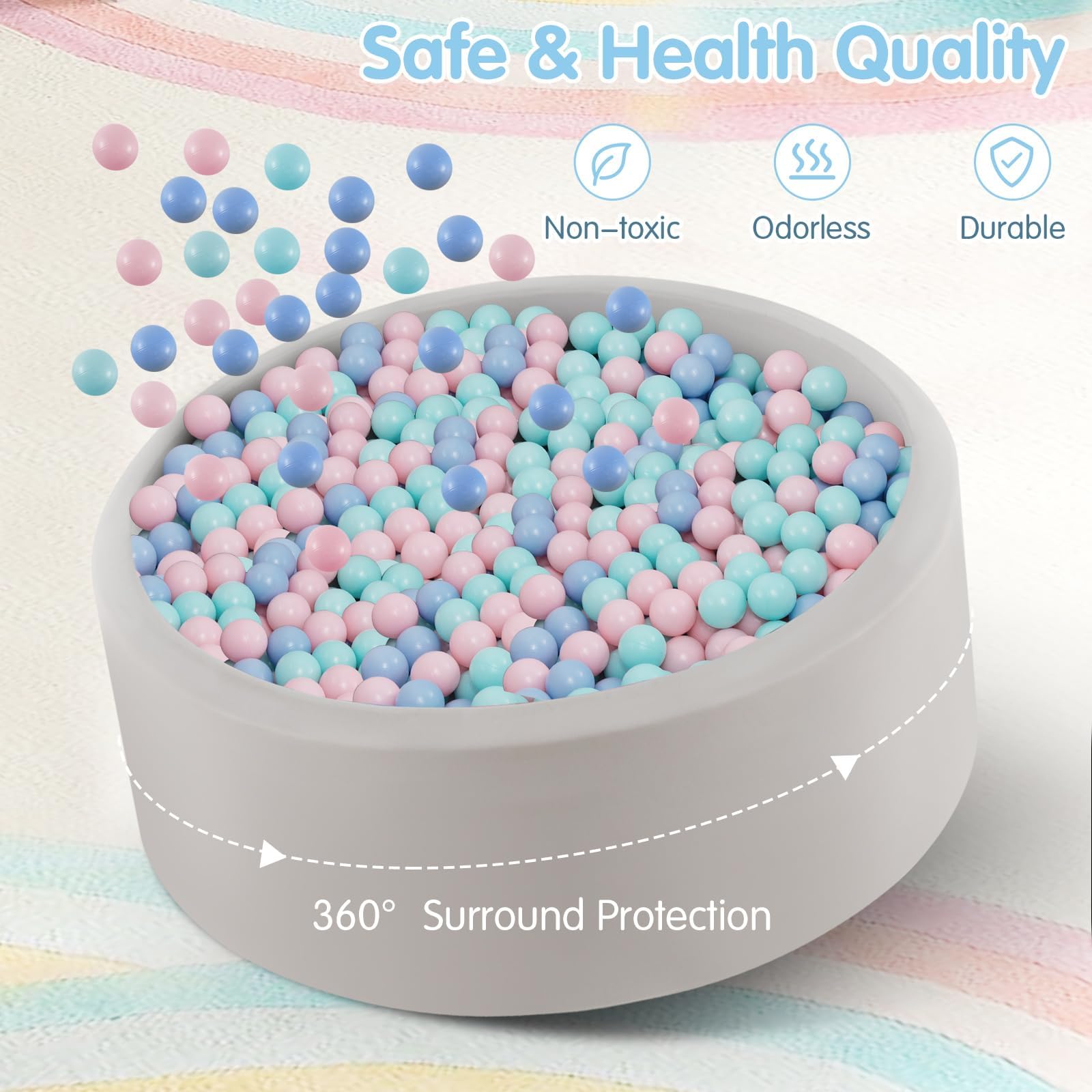 INFANS Foam Ball Pit for Toddlers with 200 Balls 36"x 12" Large Round Ball Pool Playpen with Soft Memory Sponge Pad