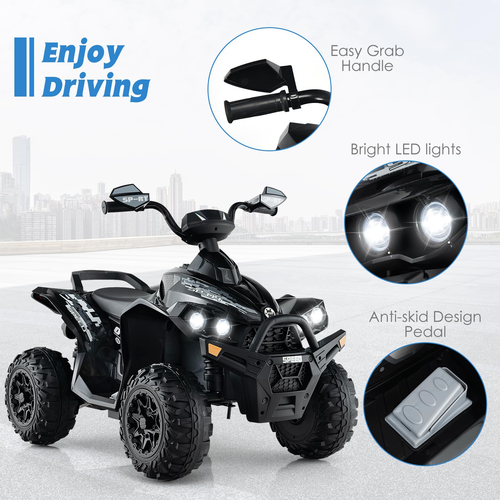 OLAKIDS Ride On ATV 12V Kids 4 Wheeler Battery Powered Toy Car for Toddlers