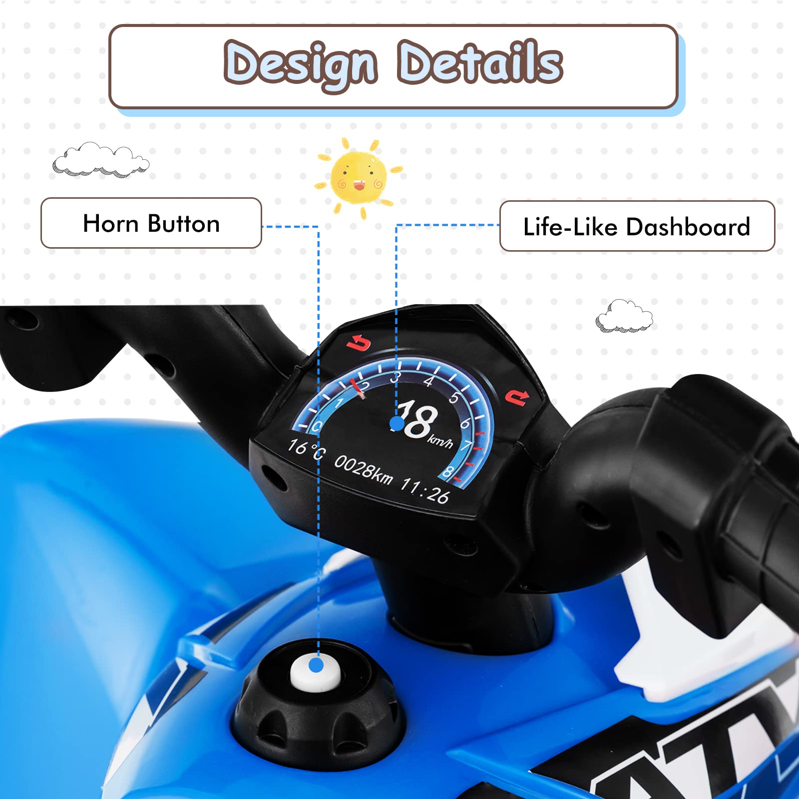 OLAKIDS Kids Ride On ATV, 6V Electric Vehicle for Toddlers