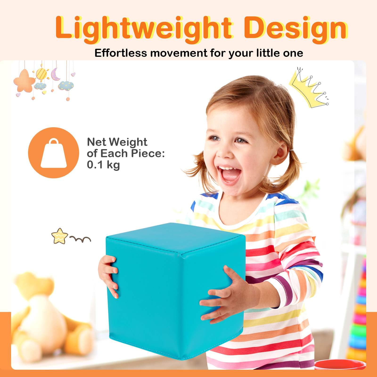 12 PCS Foam Building Blocks, 14 x 14 x 14 cm Colorful Climbing Foam Soft Cubes for Kids