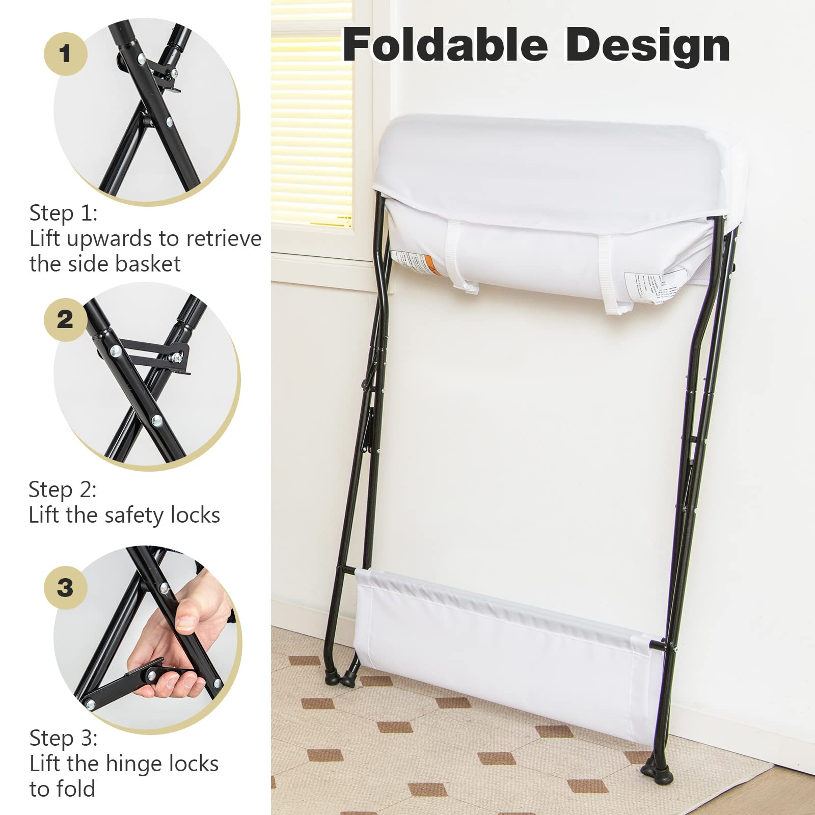INFANS Baby Portable Changing Table Infant Diaper Station with Storage Basket & Shelf