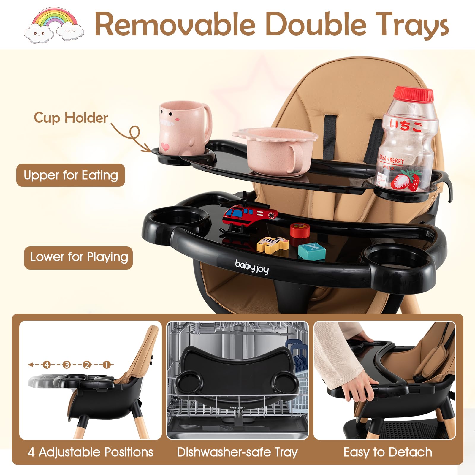 High Chair for Babies and Toddlers 6-in-1 Convertible Table Chair Set