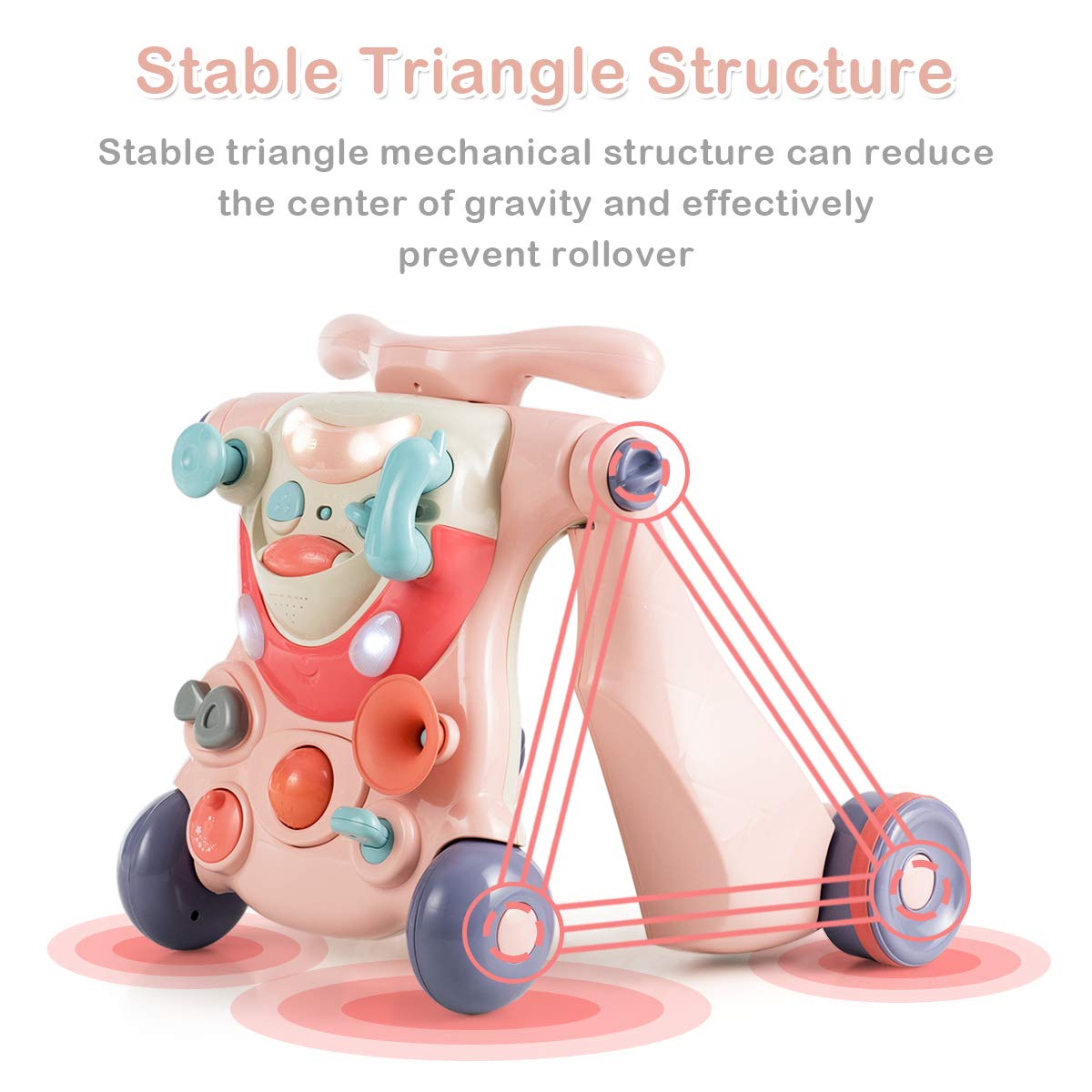 3 in 1 Baby Walker Kids Activity Center with Lights & Music Ideal Babies Over 6 Months