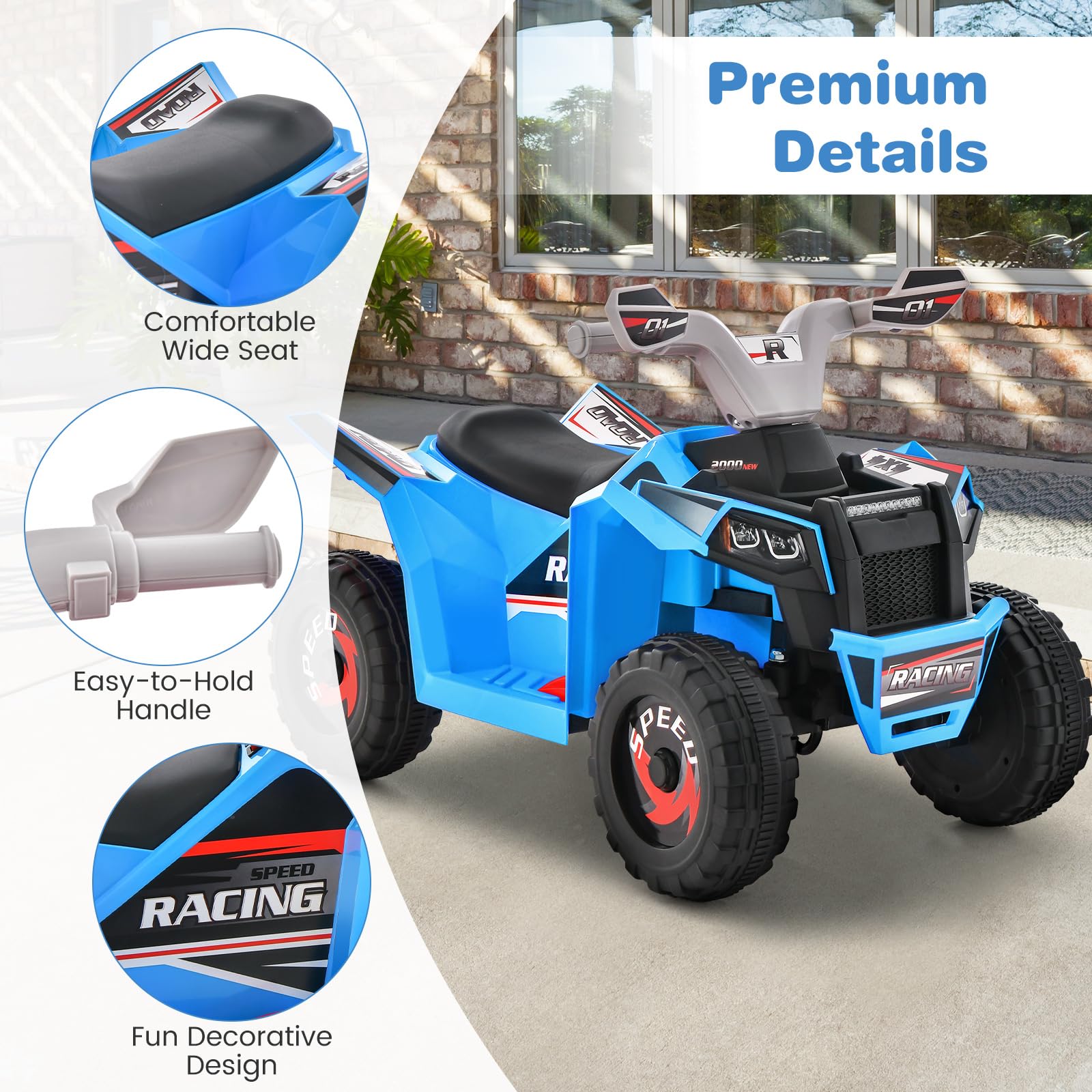 Kids Ride On Car, 6V Battery Powered Motorized Toy Car with Direction Control