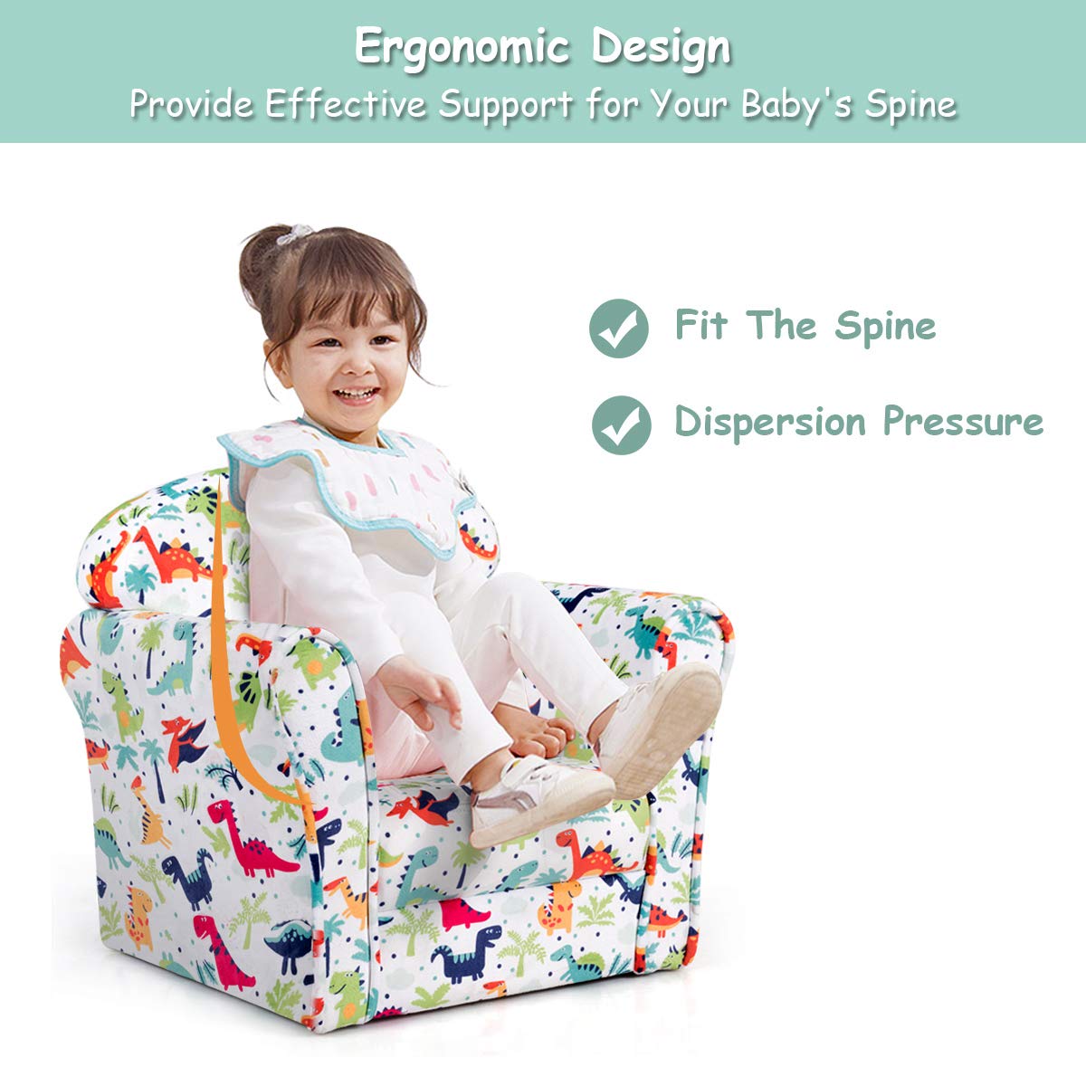 Velvet Kids Sofa with lovely Pattern for Baby Room