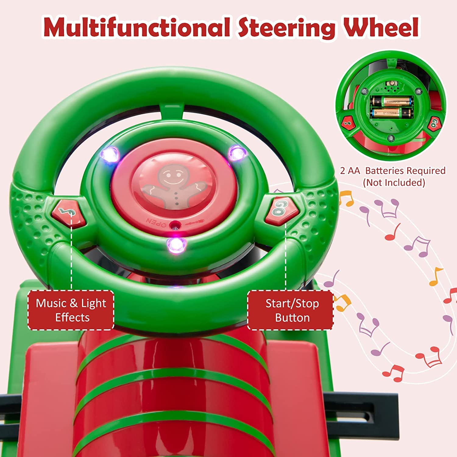 Ride on Train Track, 6V Electric Ride on Train with Tracks, Storage Seat, Flashing Lights & Music