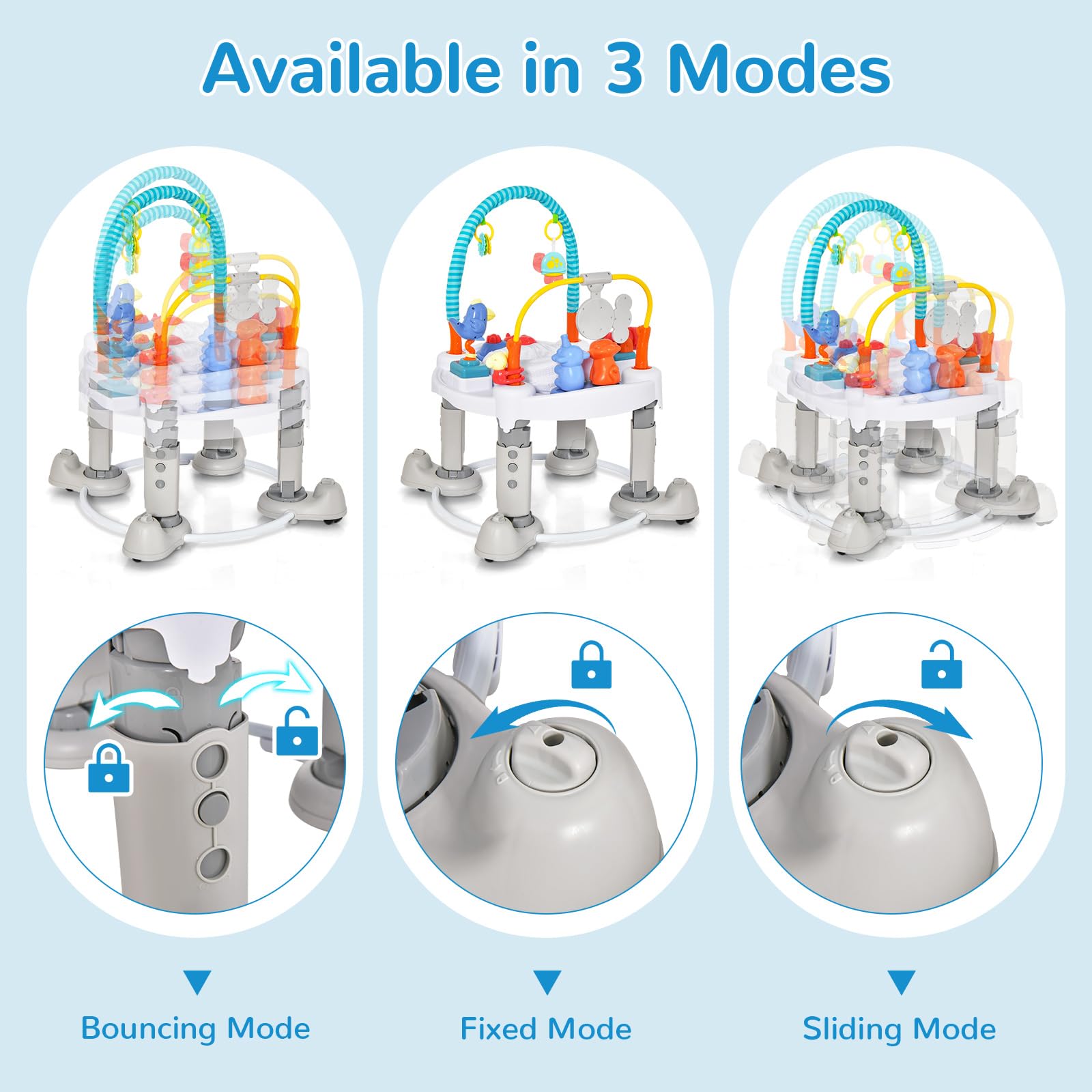 INFANS 5 in 1 Toddler Bouncing Activity Saucer Playtime Mat Activity Table with 360°Rotating Seat