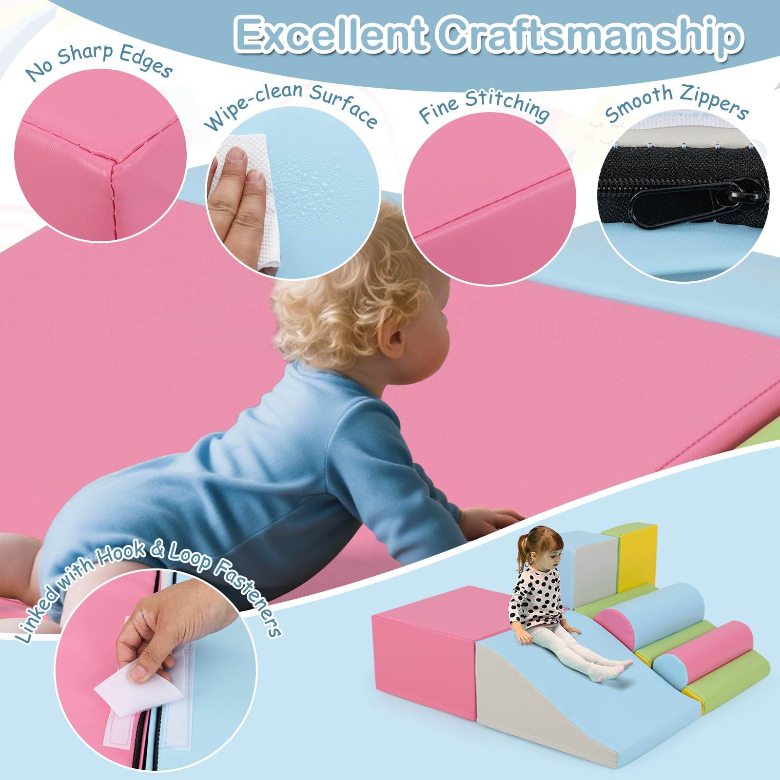 7 Pieces Foam Building Blocks Set for Kids Creative Learning Toy Set