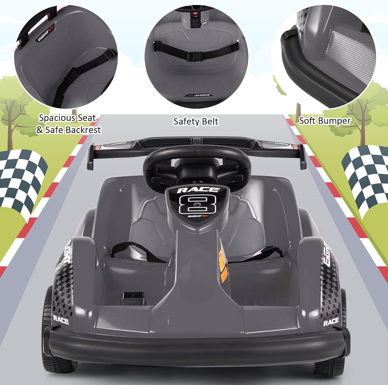 Kids 6V Ride On Car, Battery Powered Electric Go Kart for Girls Boys w/Parent Remote Control