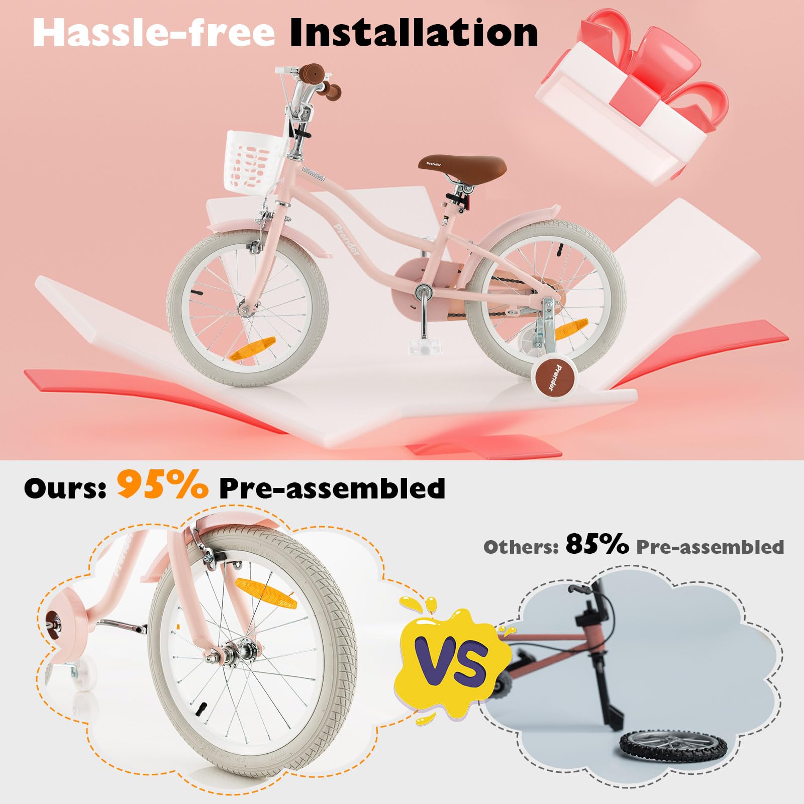 Kids Bike, 16 Inch Boys Girls Bike for 3-8 Years w/Training Wheels