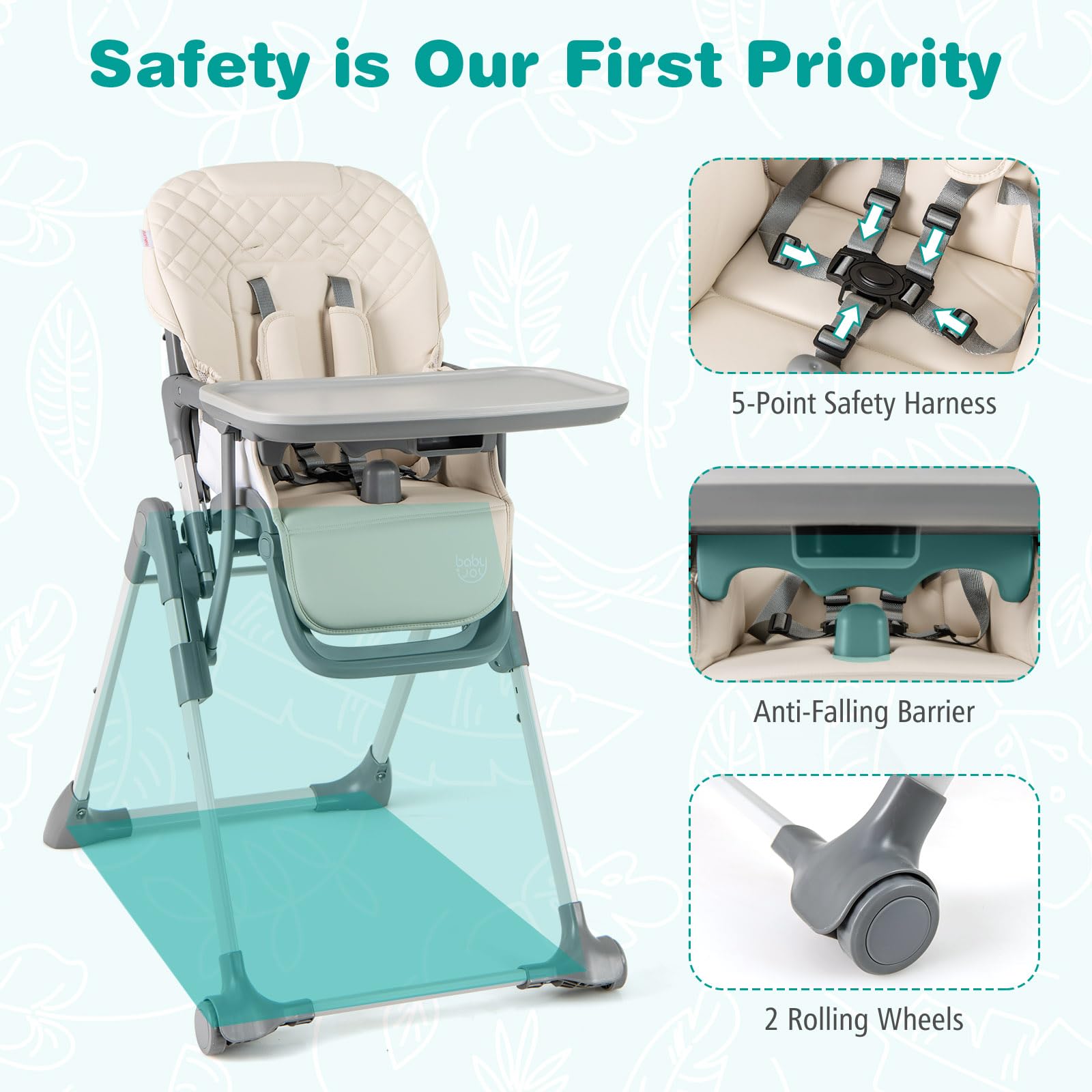 Foldable High Chair for Babies and Toddlers