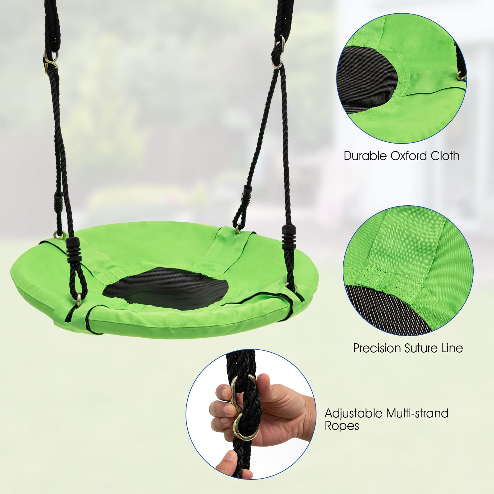 OLAKIDS 660lbs Swing Set, Outdoor A-Frame Heavy Duty Metal Swing Stand with Monkey Bar for Kids