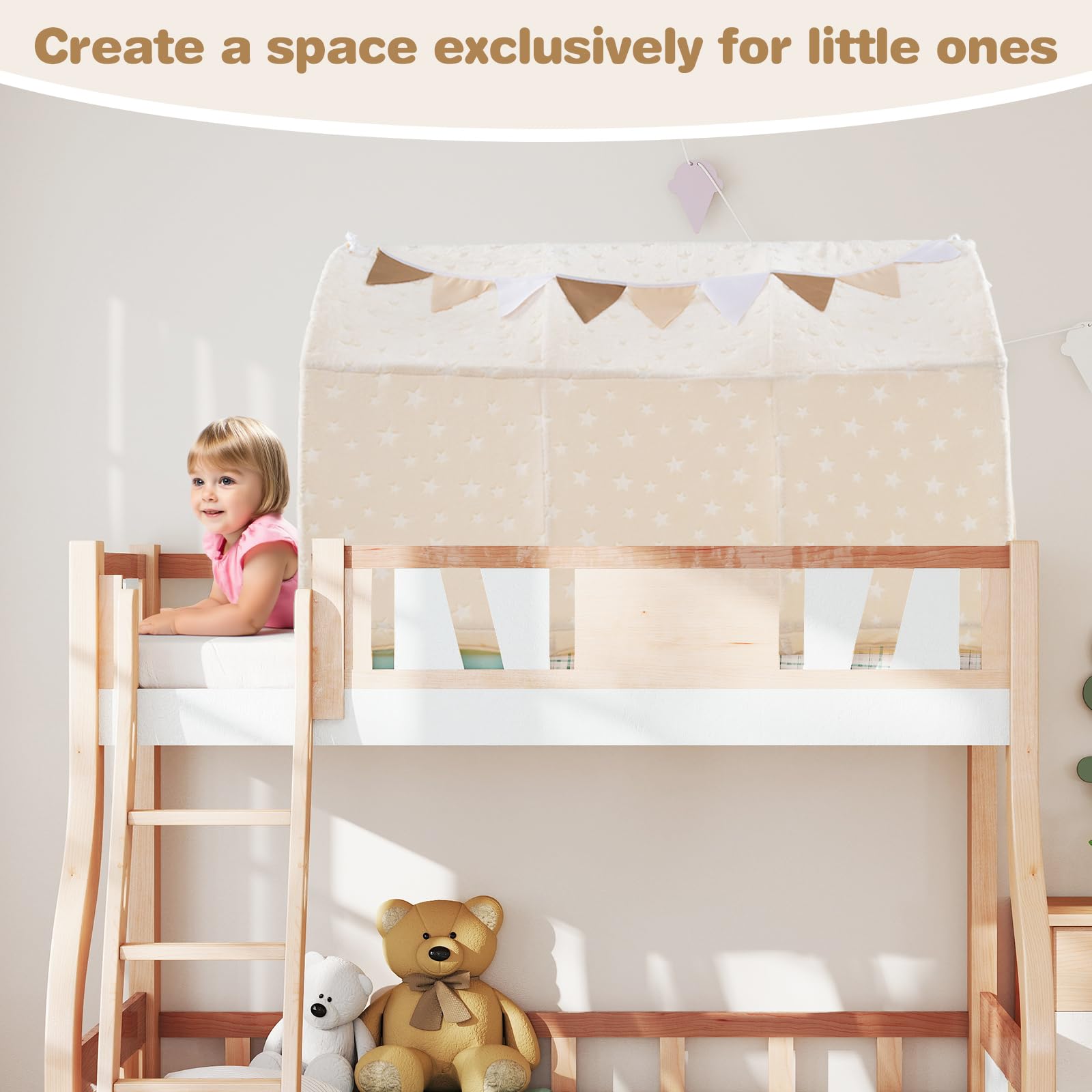 INFANS Kids Bed Tent with Glow in The Dark, Portable Children Playhouse Privacy Space Twin with Mat