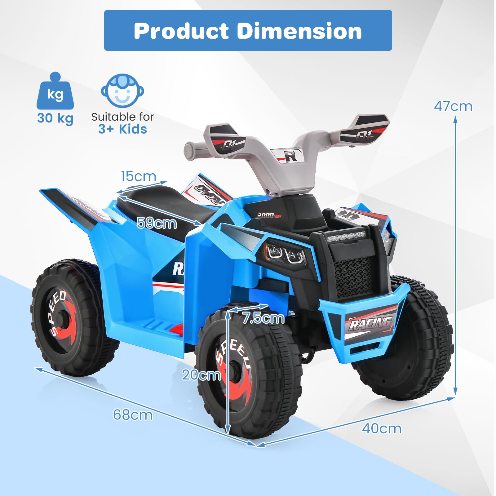 Kids Ride On Car, 6V Battery Powered Motorized Toy Car with Direction Control