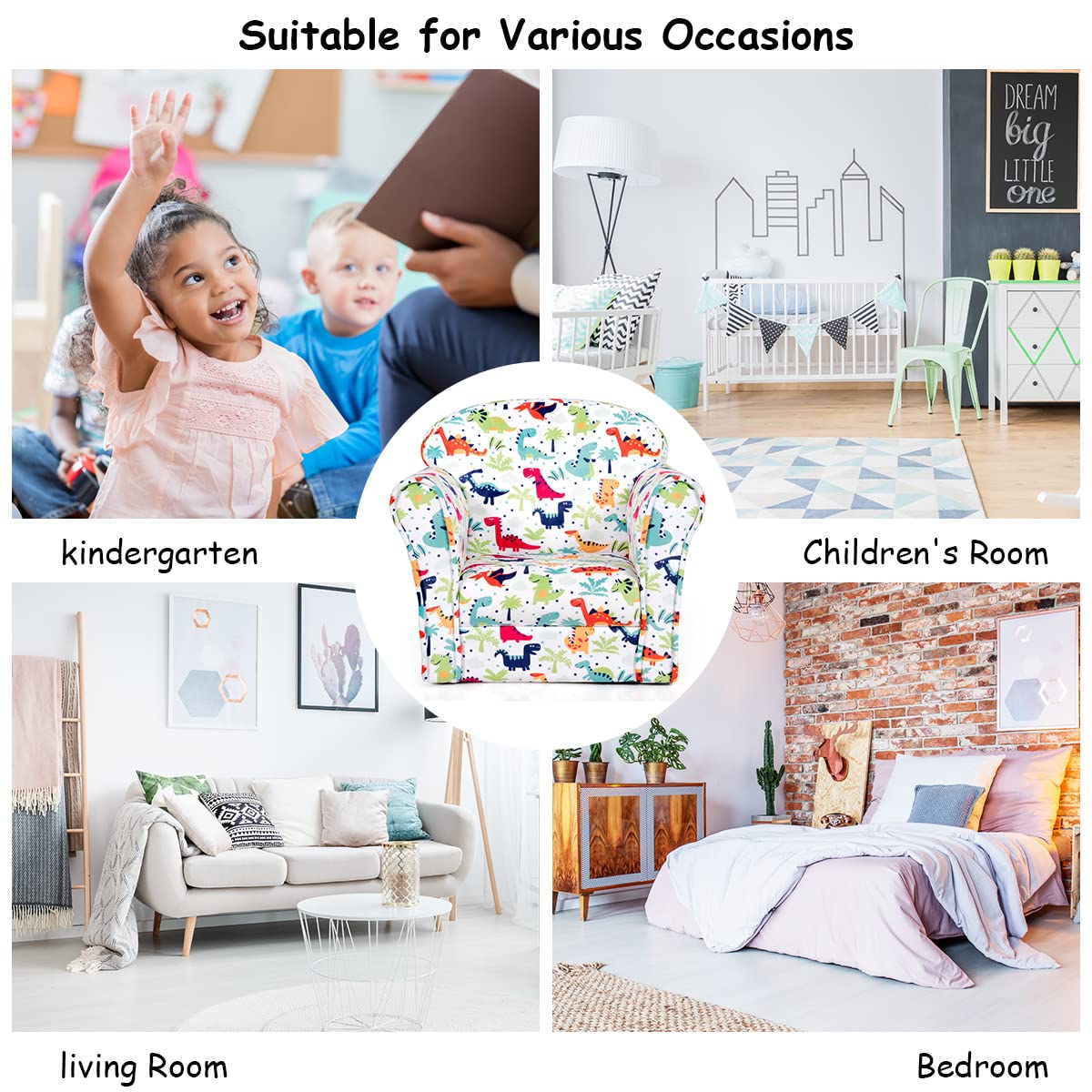 Velvet Kids Sofa with lovely Pattern for Baby Room