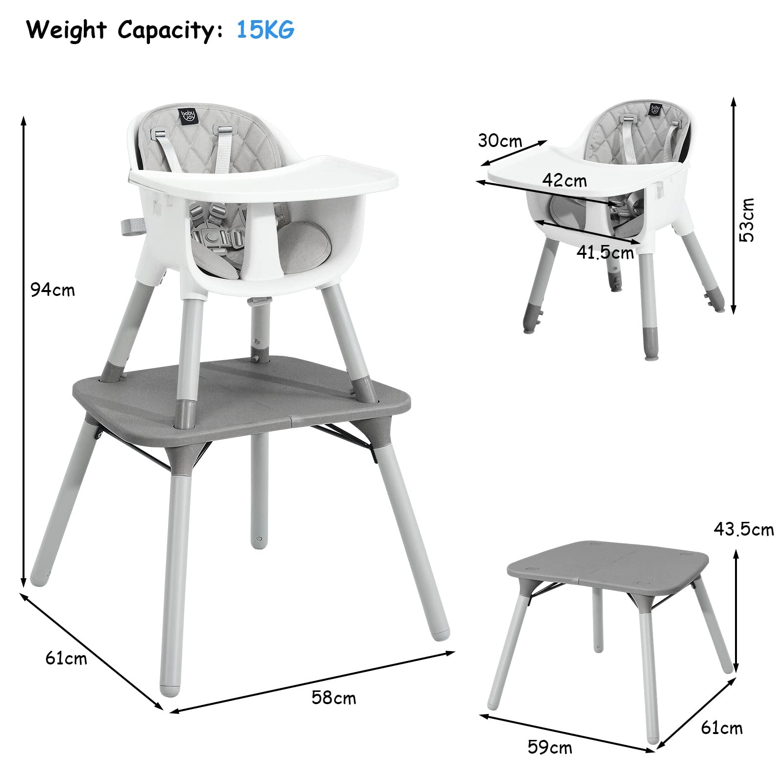 5-in-1 Multifunctional Convertible Baby Highchair with Harness & Removable Tray