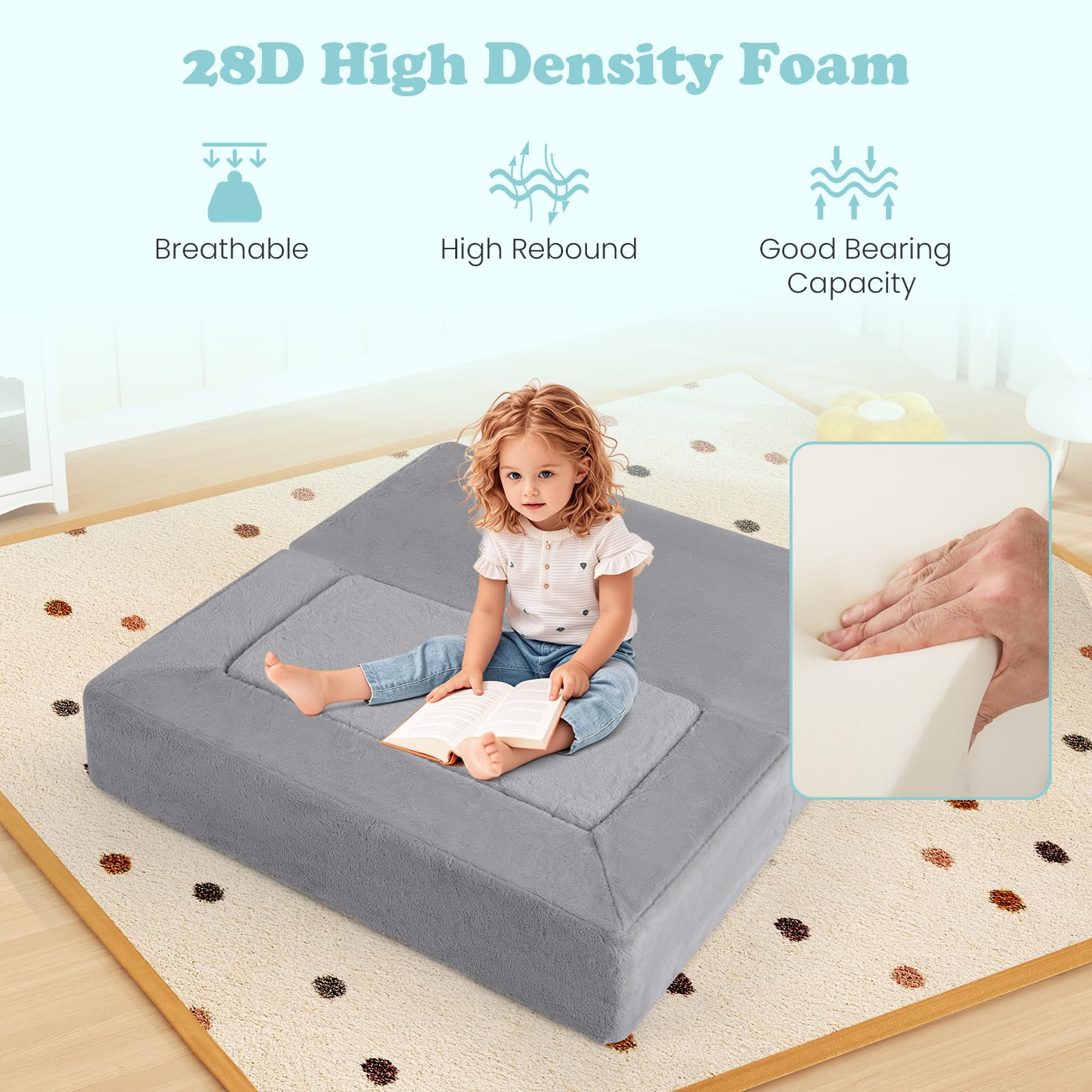 INFANS Modular Kids Play Couch Toddler Sectional Fort Building Sofa for Playroom