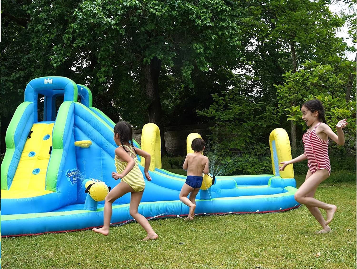 Kids Inflatable Water Slide, 5 in 1 Giant Water Slide Bouncer Park w/Splash Pool
