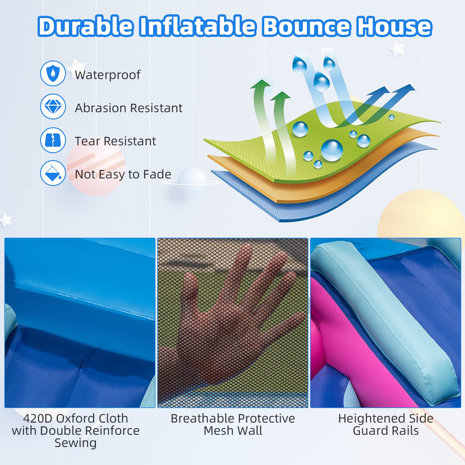 HONEY JOY Inflatable Bounce House, Space-Themed Kids Inflatable Castle