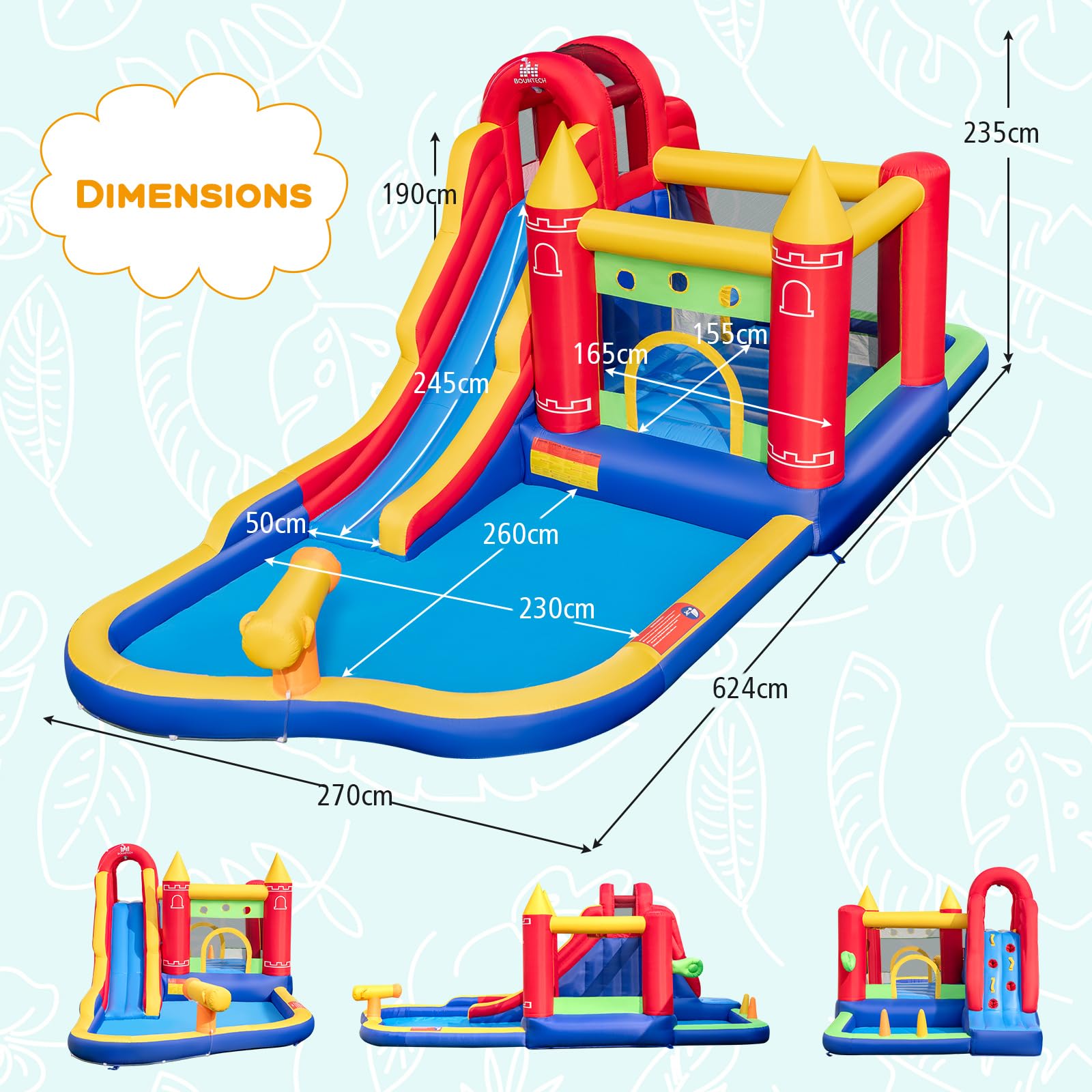 Inflatable Water Slide, Outdoor Water Park Bouncy House with Ring-tossing, Boxing