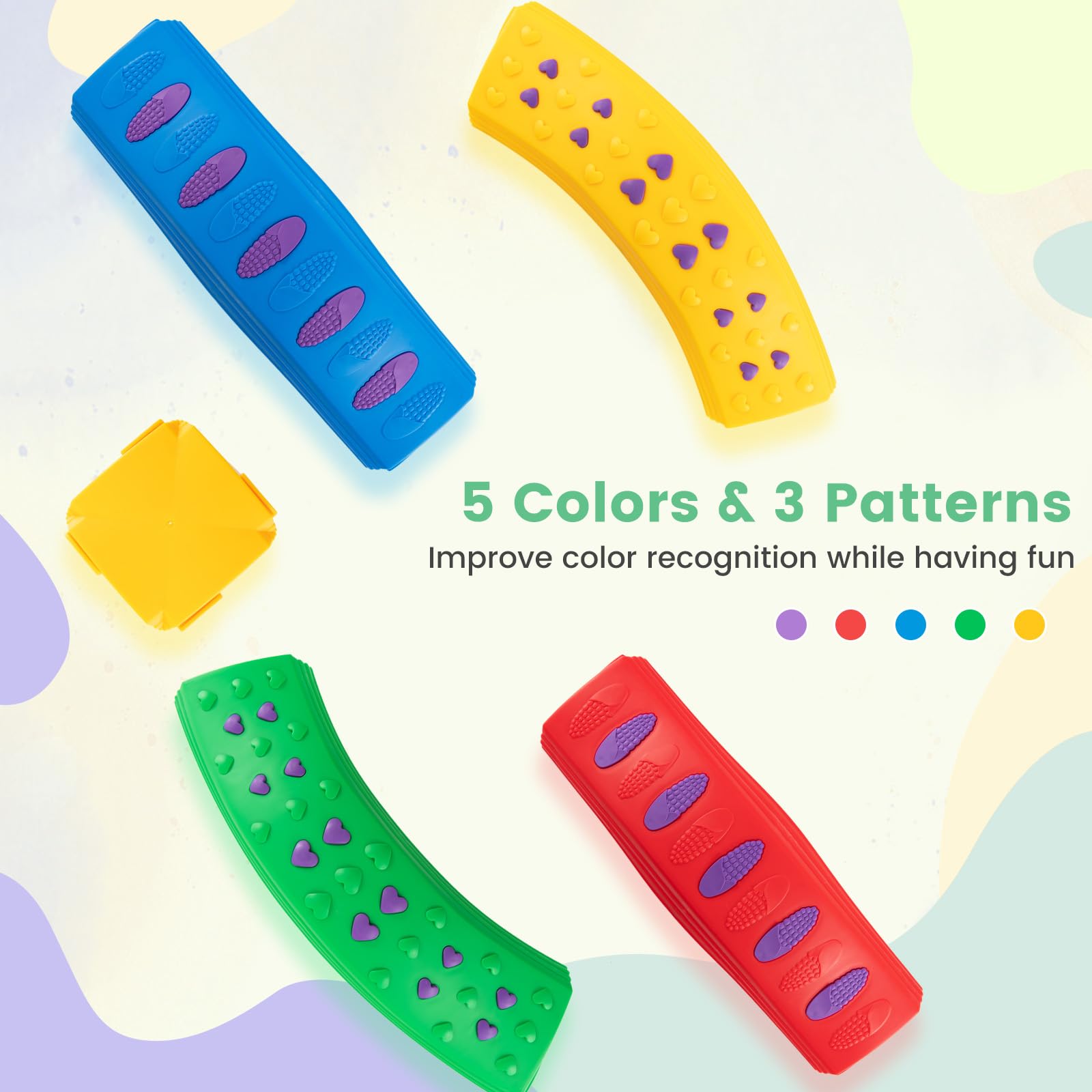 INFANS Kids Balance Beam Stepping Stones Set 20 PCS Montessori Obstacle Course for Toddler Indoor Outdoor
