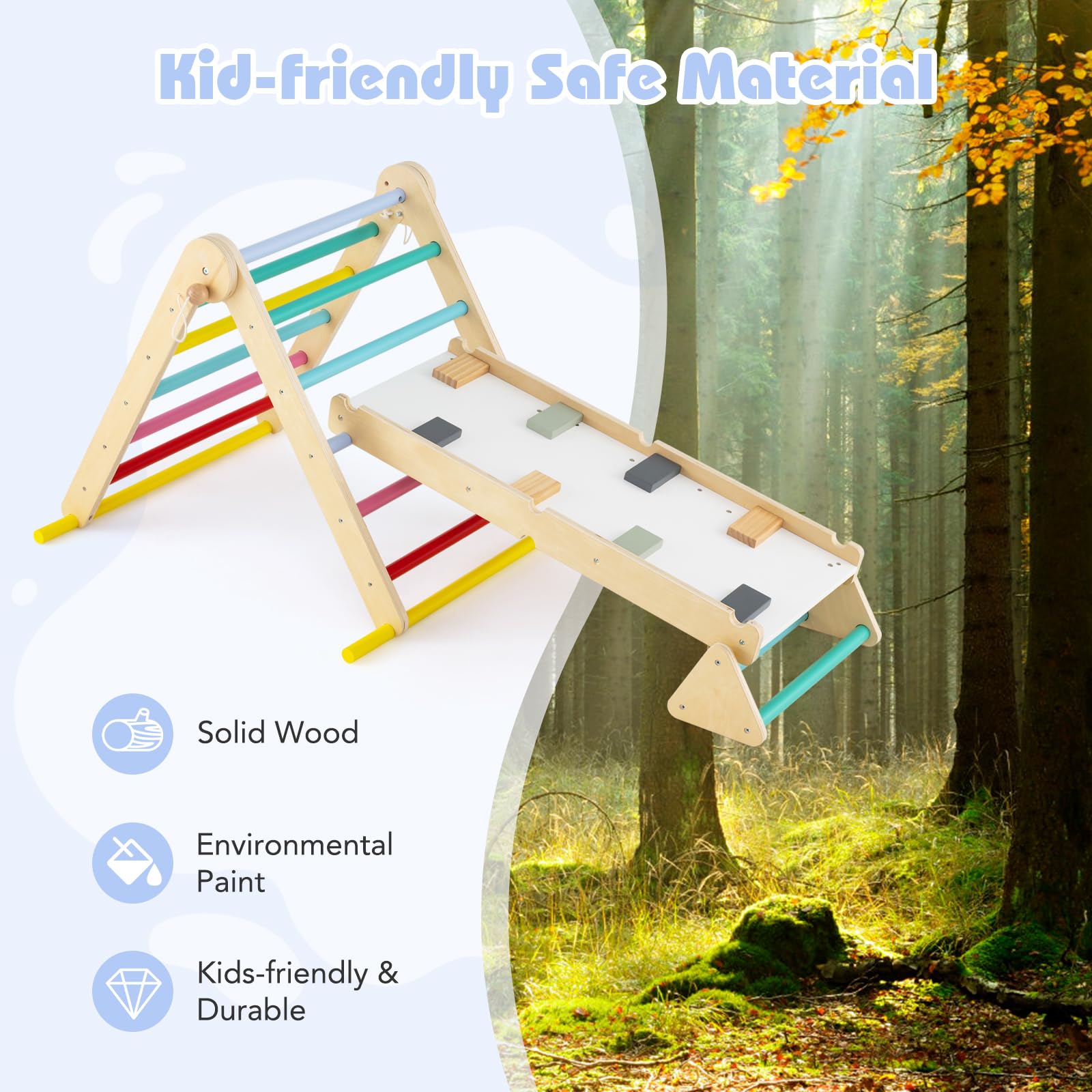 Pikler Triangle Set 7 in 1 Climbing Toys for Toddlers