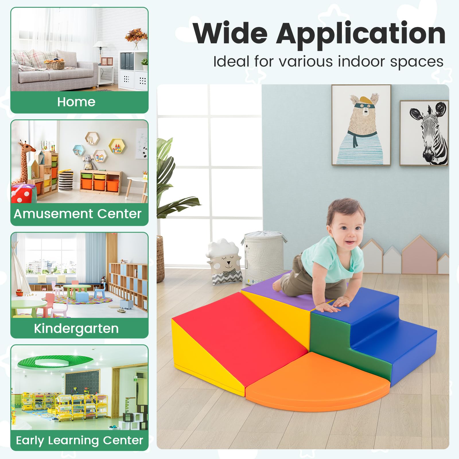4-Pieces Climbing Toys for Toddlers Climb & Crawl Soft Foam Block with High-Density EPE Foam