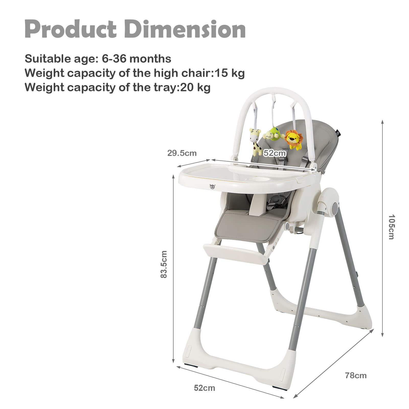 Baby High Chair Foldable Highchair w/Toy Bar Baby High Chair Foldable Highchair w/Toy