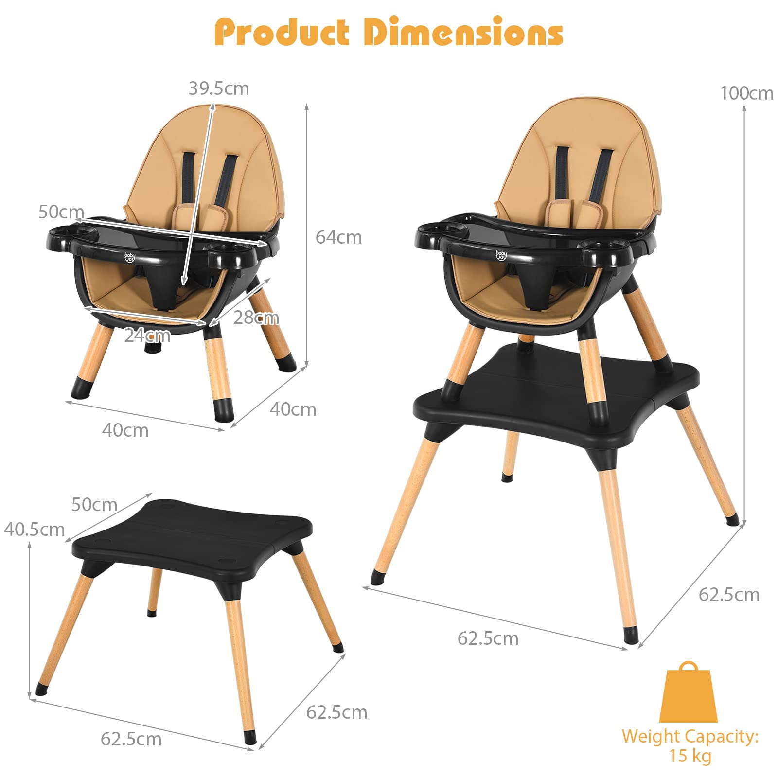 5-in-1 High Chair Convertible High Chairs for Babies & Toddlers/Booster Seat/Table & Chair Set