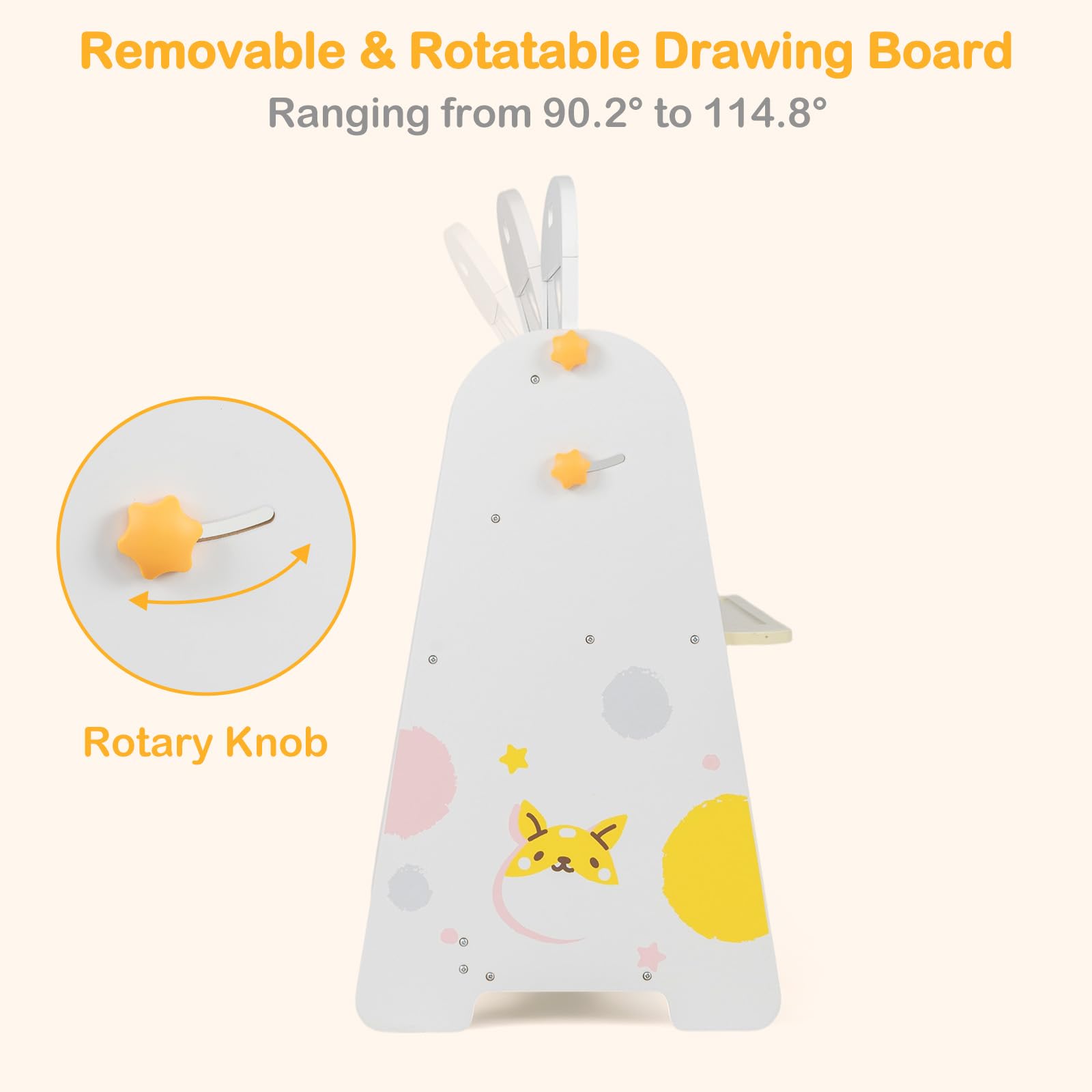 Easel for Kids with Stool, 4-in-1 Double-Sided Adjustable Magnetic Chalkboard with Paper Roll