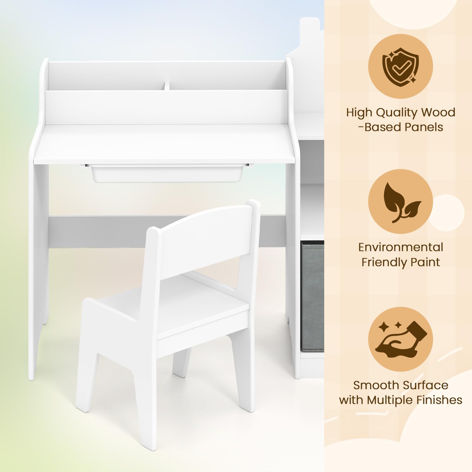 INFANS Kids Table and Chair Set Toddler Art Craft Play Wood Activity Desk with Chairs