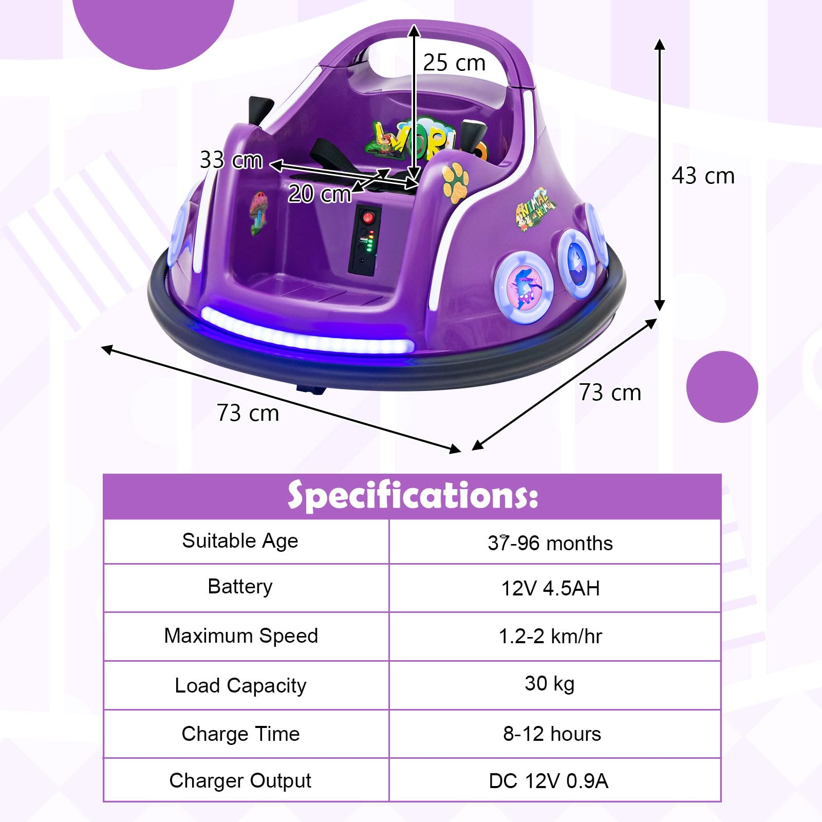Kids Ride On Car, 12V Electric Bumper Car for Children W/Remote Control, 360 Degree Spin