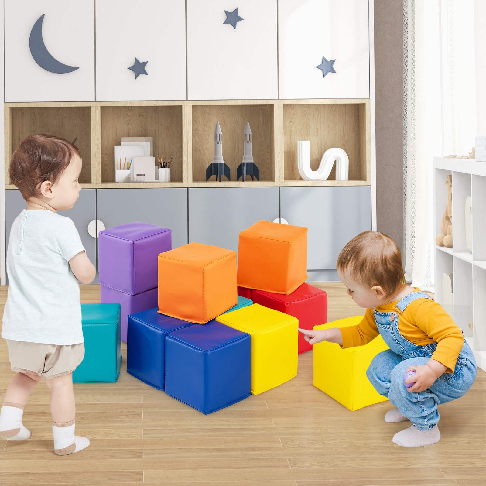 12 PCS Foam Building Blocks, 14 x 14 x 14 cm Colorful Climbing Foam Soft Cubes for Kids