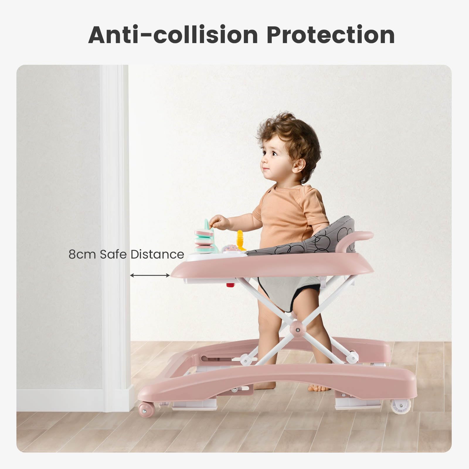 Foldable Baby Walker with Adjustable Height for Boys and Girls