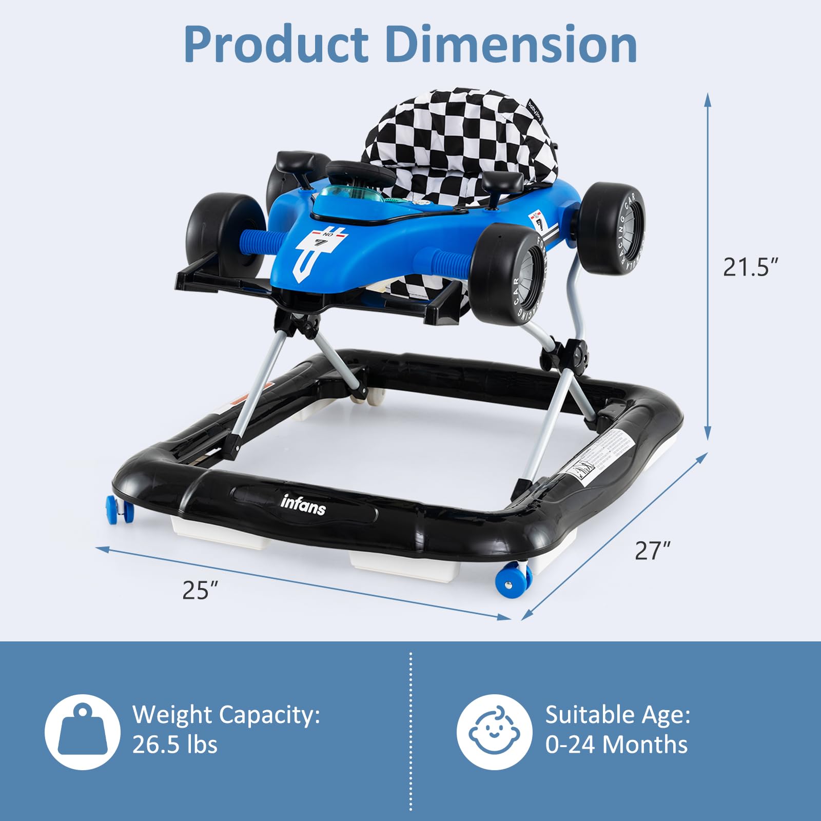 INFANS 4 in 1 Baby Walker, Foldable Toddler Activity Center with Adjustable Height