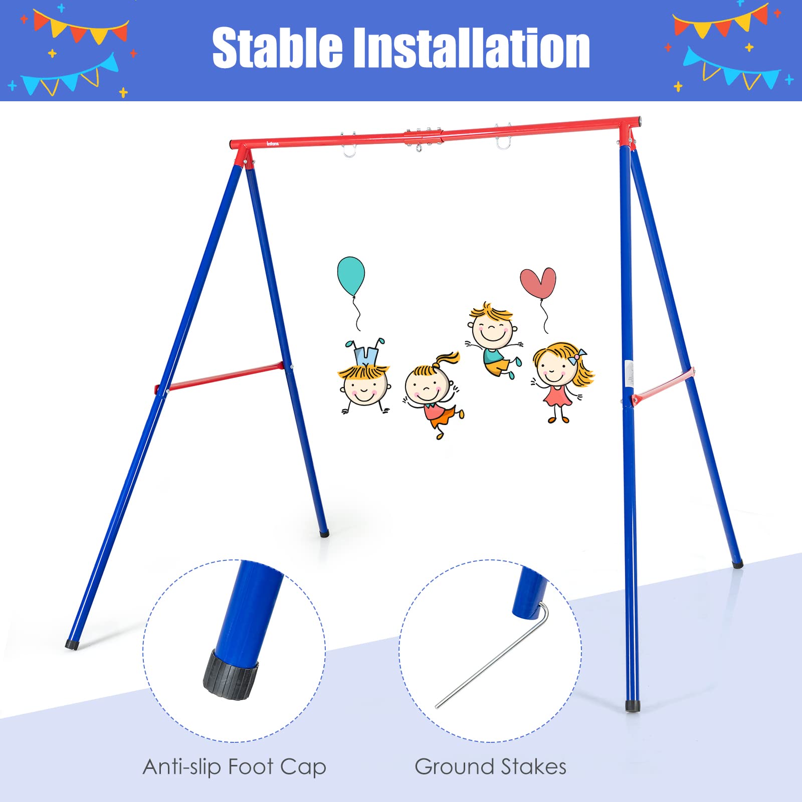 INFANS 2 Seat Swing Stand, 550 lbs Heavy Duty Metal Swing Frame