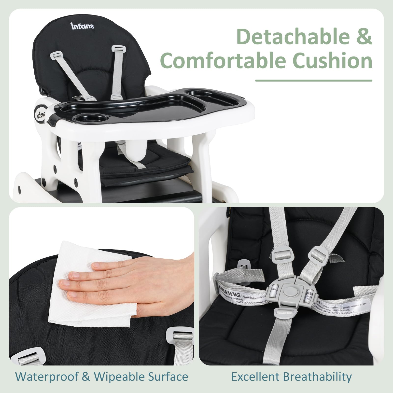 INFANS 5 in 1 Baby High Chair Convertible Toddler Table Set