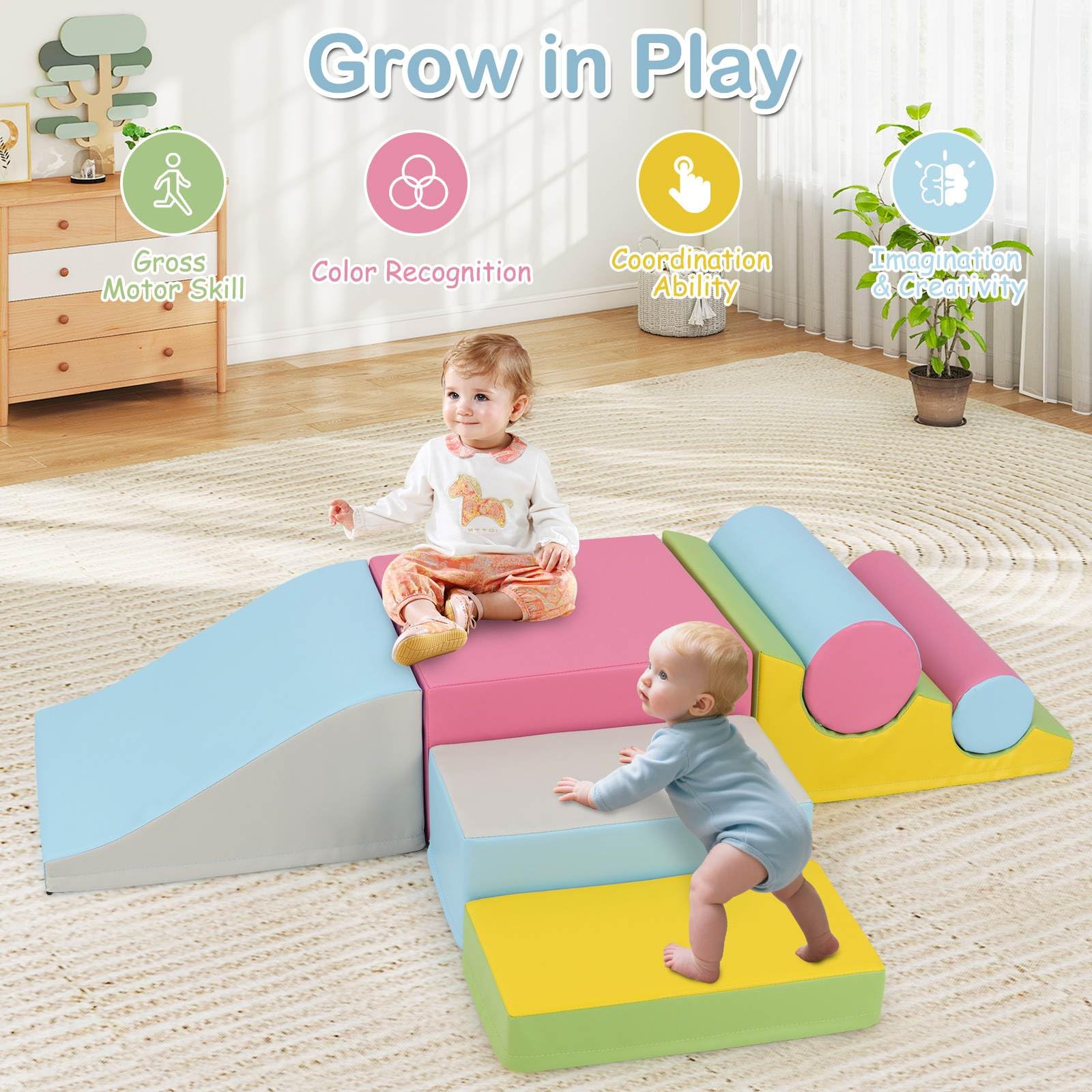 7 Pieces Foam Building Blocks Set for Kids Creative Learning Toy Set