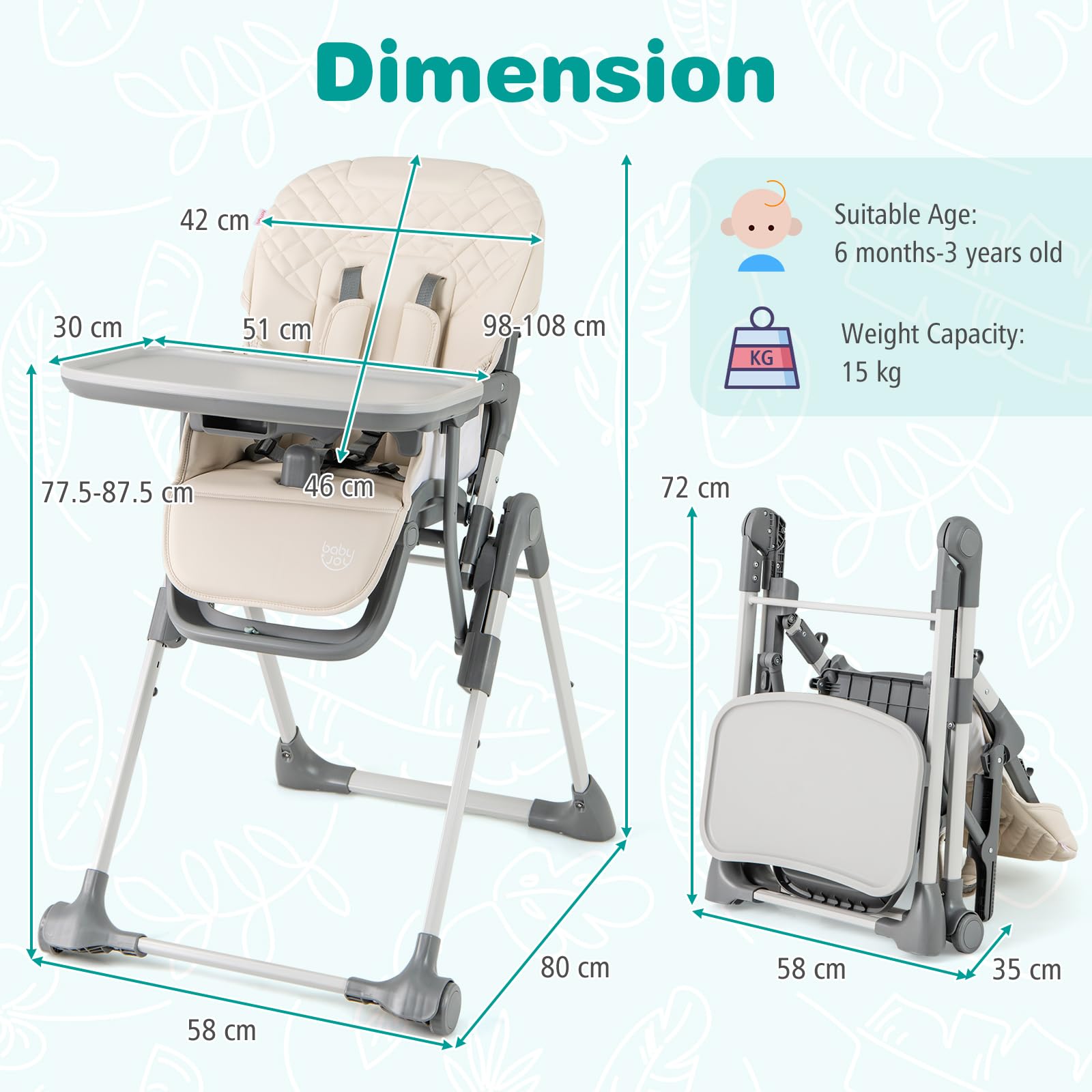 Foldable High Chair for Babies and Toddlers