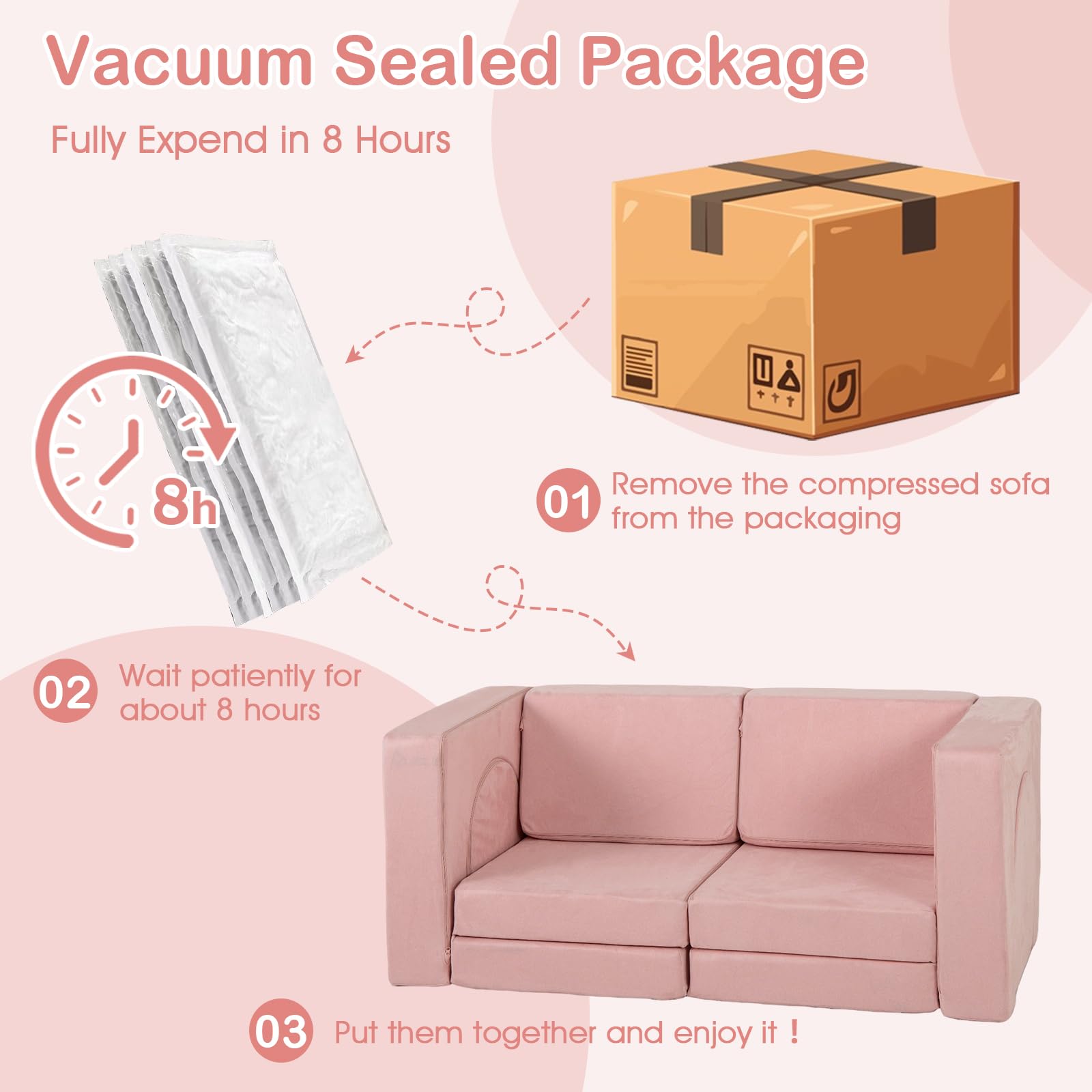 INFANS Modular Kids Play Couch 8 PCS Toddler Creative Sectional Building Sofa for Playroom