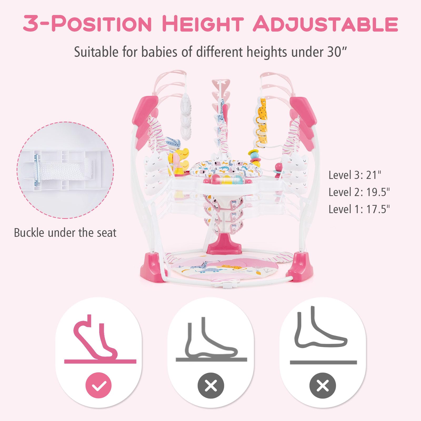 INFANS Baby Activity Center 3 in 1 Play Center Jumpers with Music