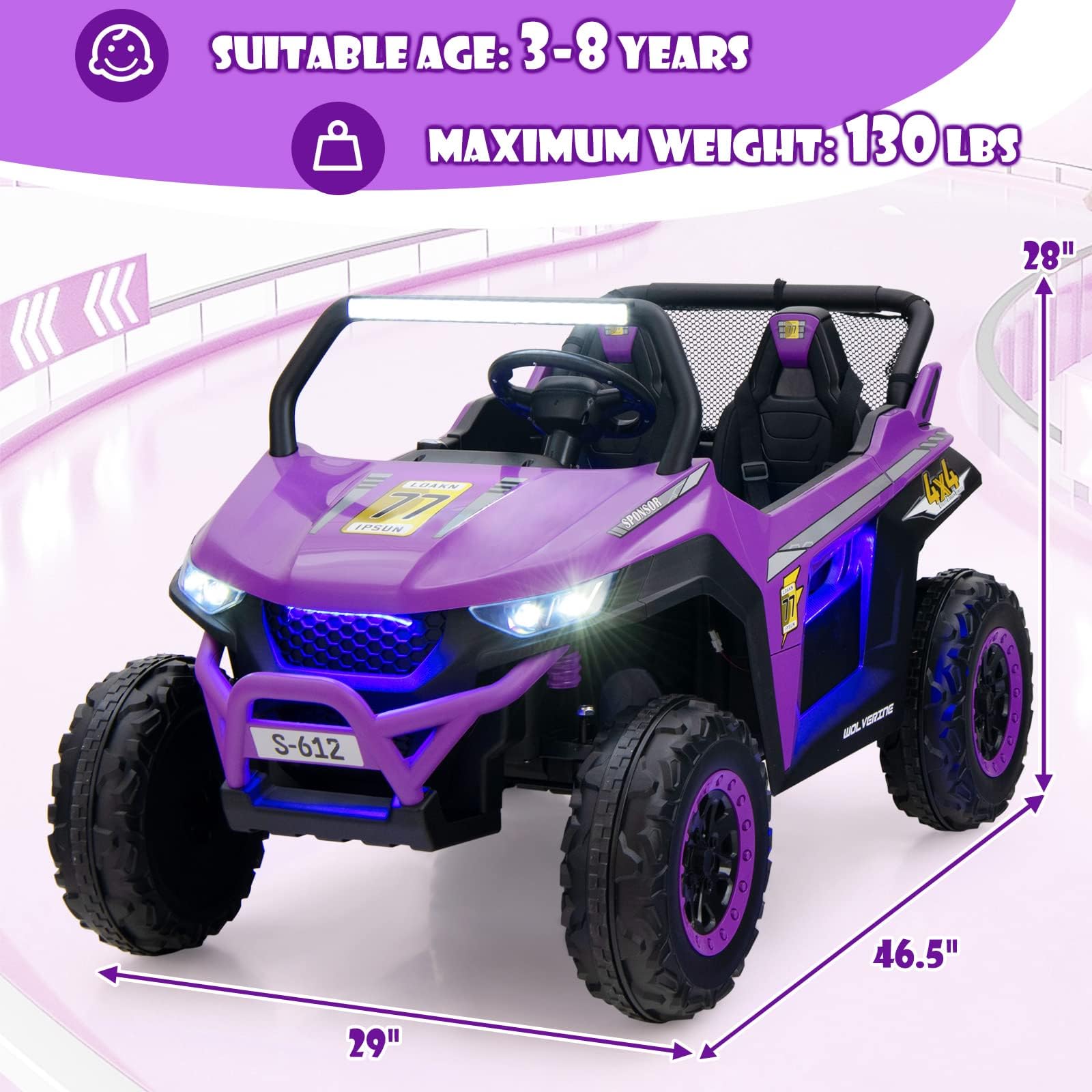 OLAKIDS 2 Seater Ride on Car for Kids 12V UTV Kids' Electric Vehicles with Remote Control